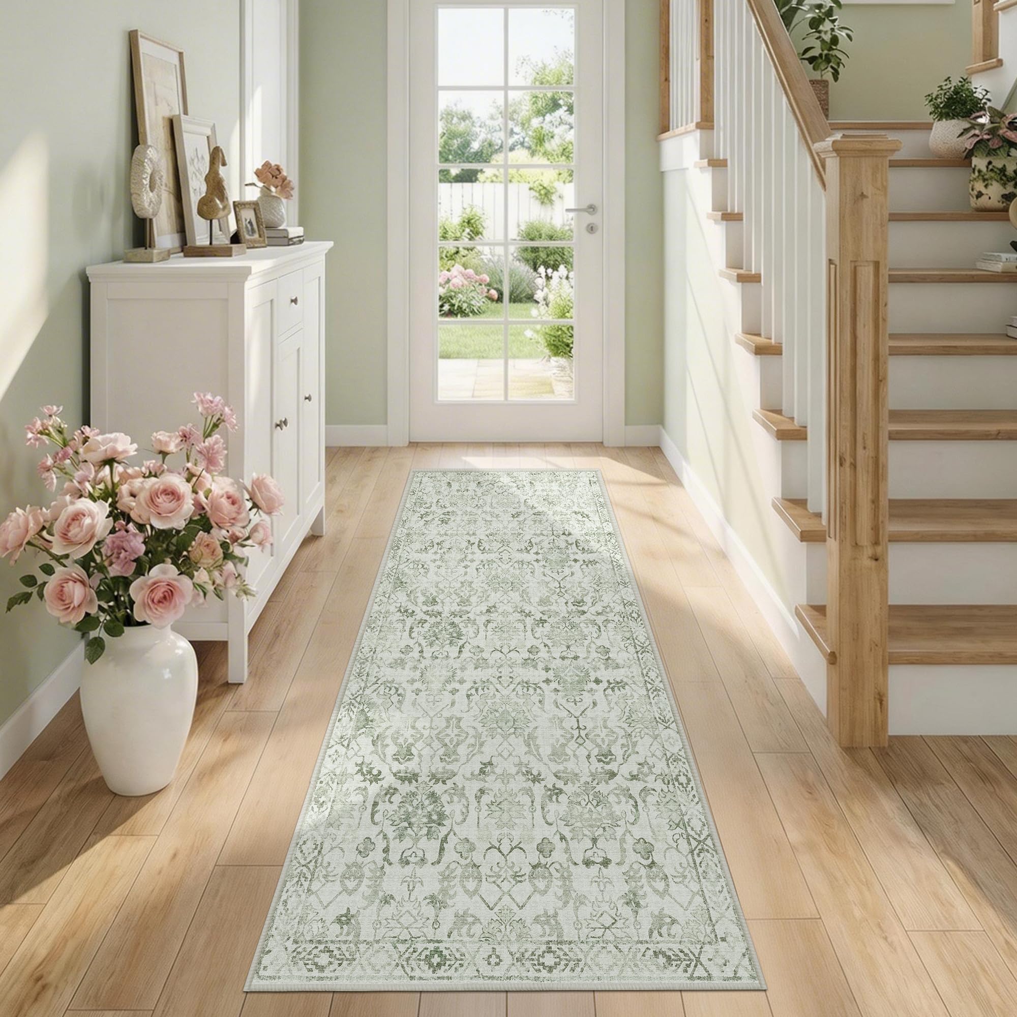 Sage Neutral Large Area Rug 9x12 for Living Room, Washable Rug for Dining Room Bedroom, Anti-Slip Low-Pile and Soft Accent Rug Farmhouse Office Home Decor Light Green - pokemaSage Neutral Large Area Rug 9x12 for Living Room, Washable Rug for Dining Room Bedroom, Anti-Slip Low-Pile and Soft Accent Rug Farmhouse Office Home Decor Light Green