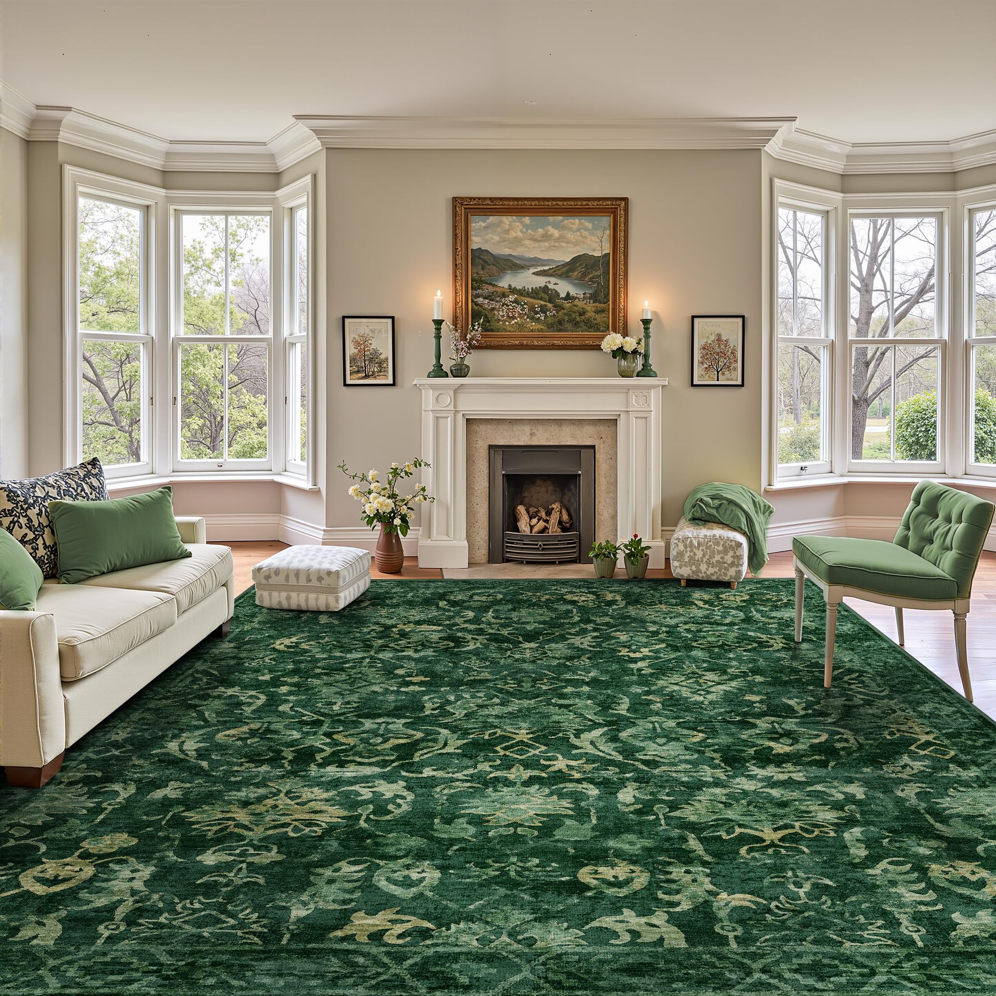 Sage Neutral Large Area Rug 9x12 for Living Room, Washable Rug for Dining Room Bedroom, Anti-Slip Low-Pile and Soft Accent Rug Farmhouse Office Home Decor Light Green - pokemaSage Neutral Large Area Rug 9x12 for Living Room, Washable Rug for Dining Room Bedroom, Anti-Slip Low-Pile and Soft Accent Rug Farmhouse Office Home Decor Light Green