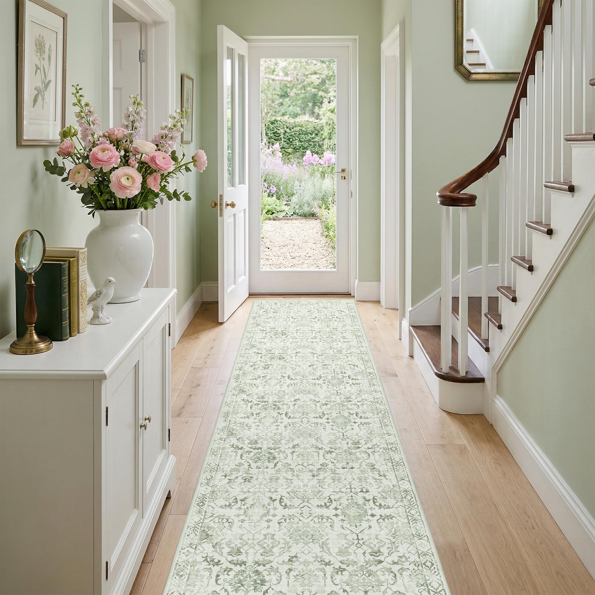 Sage Neutral Large Area Rug 9x12 for Living Room, Washable Rug for Dining Room Bedroom, Anti-Slip Low-Pile and Soft Accent Rug Farmhouse Office Home Decor Light Green - pokemaSage Neutral Large Area Rug 9x12 for Living Room, Washable Rug for Dining Room Bedroom, Anti-Slip Low-Pile and Soft Accent Rug Farmhouse Office Home Decor Light Green
