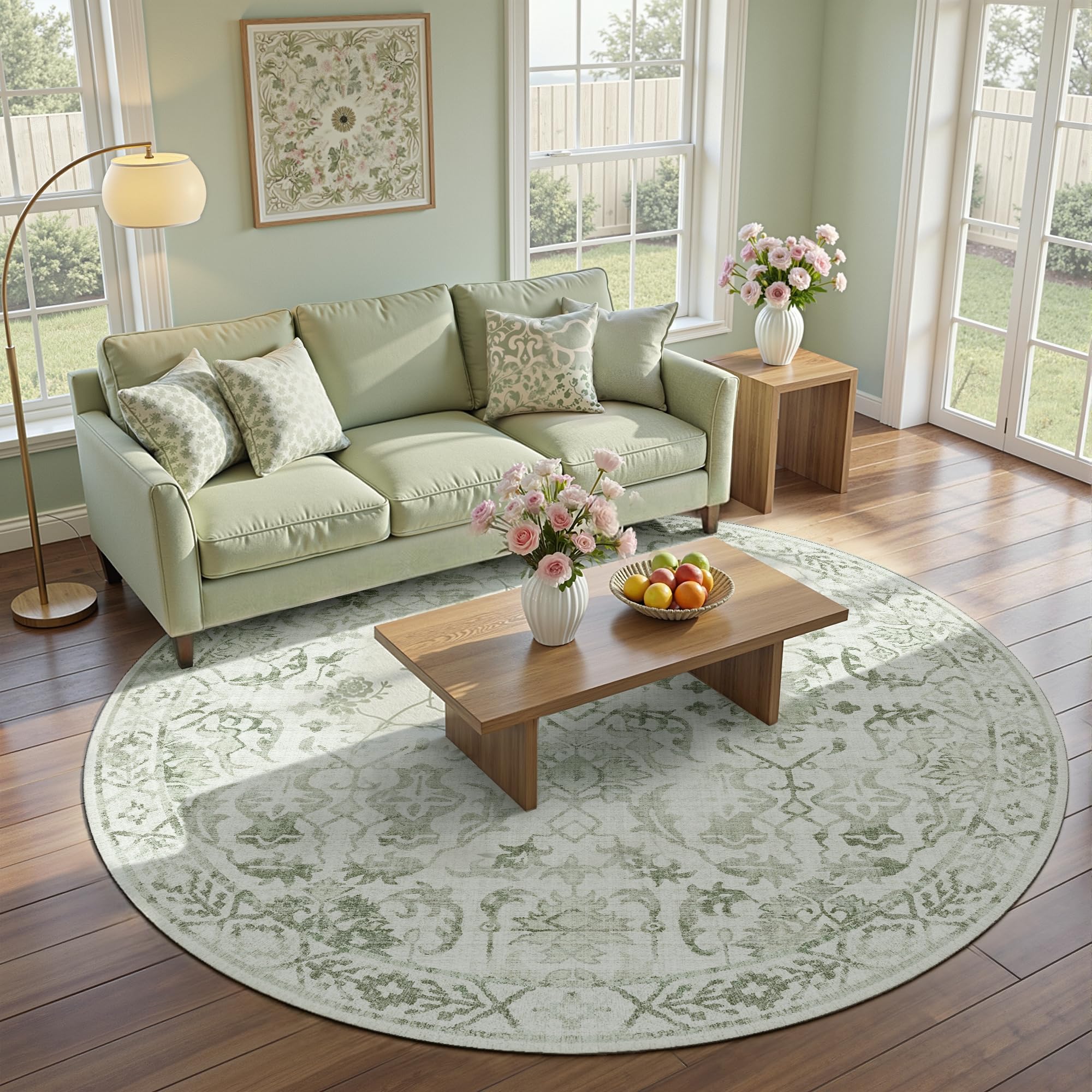 Sage Neutral Large Area Rug 9x12 for Living Room, Washable Rug for Dining Room Bedroom, Anti-Slip Low-Pile and Soft Accent Rug Farmhouse Office Home Decor Light Green - pokemaSage Neutral Large Area Rug 9x12 for Living Room, Washable Rug for Dining Room Bedroom, Anti-Slip Low-Pile and Soft Accent Rug Farmhouse Office Home Decor Light Green