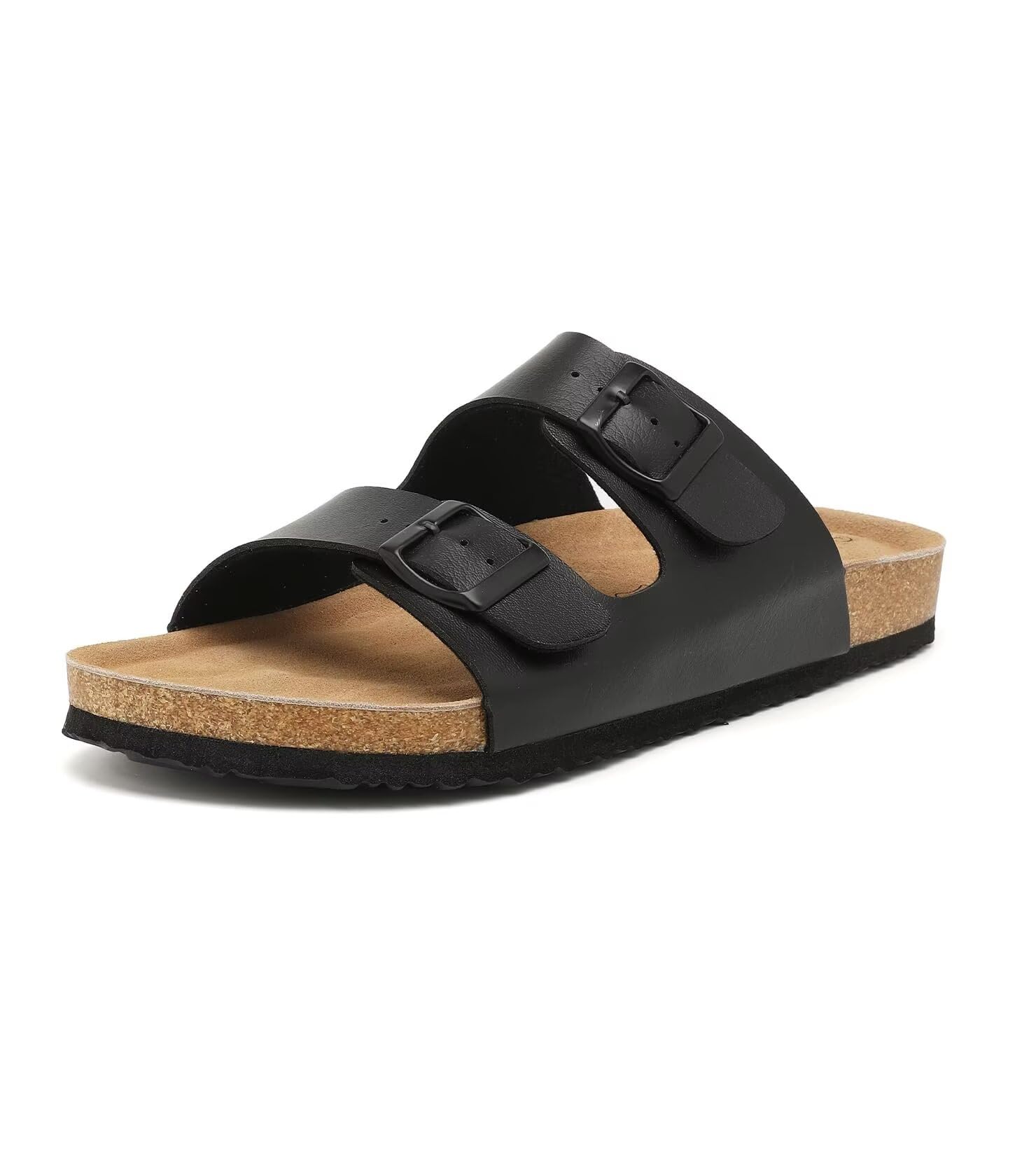 Sandales plates unisexes en cuir véritable avec pied en liège avec soutien de la voûte plantaire, double boucle en mousse à mémoire de forme pour la plage, les vacances d’été - pokemaSandales plates unisexes en cuir véritable avec pied en liège avec soutien de la voûte plantaire, double boucle en mousse à mémoire de forme pour la plage, les vacances d’été