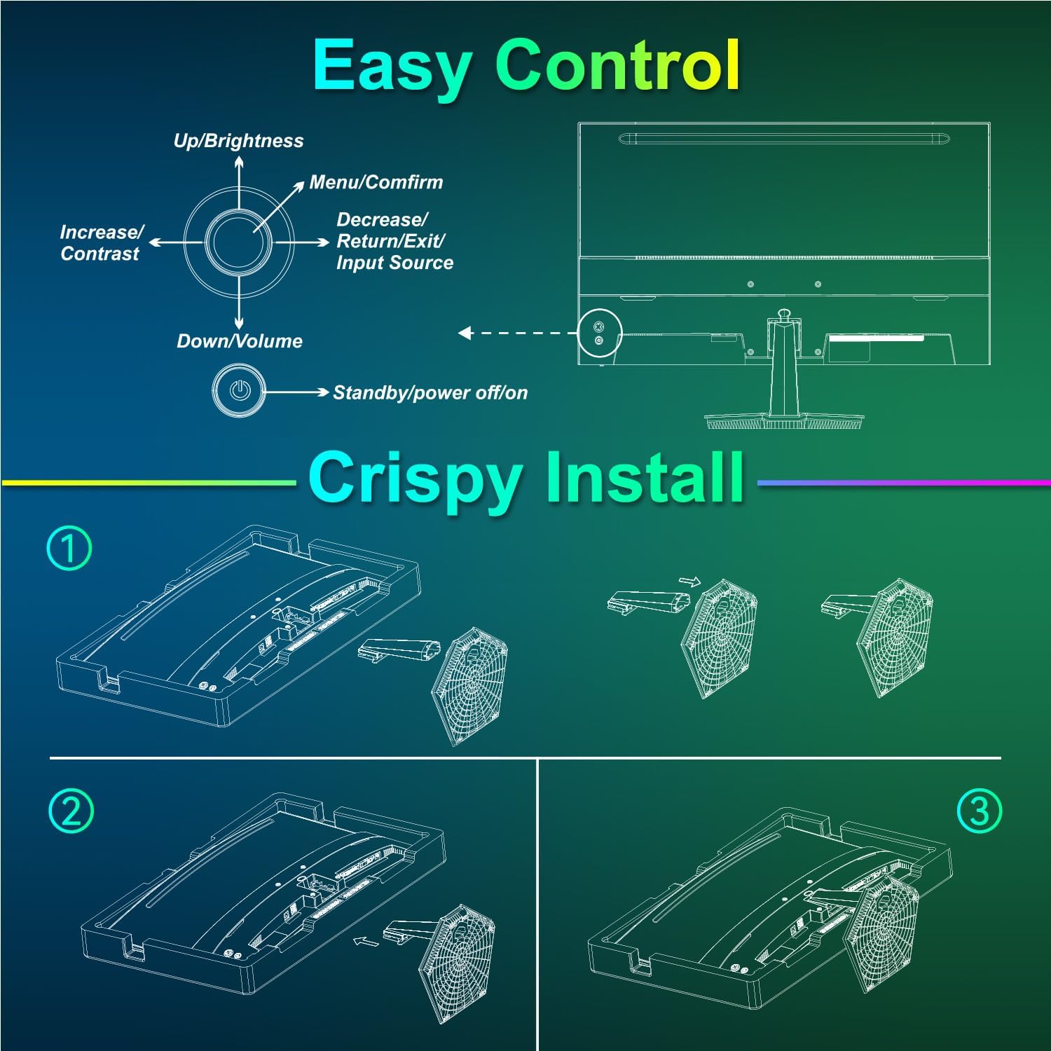 SANSUI Curved 27 Inch Monitor 160Hz 1Ms FHD 1080P Computer Screen 1500R|HDMI & DP|4000:1|110% sRGB|VESA Compatible, for Tablet, Desktop, Laptop and PC Work Gaming - pokemaSANSUI Curved 27 Inch Monitor 160Hz 1Ms FHD 1080P Computer Screen 1500R|HDMI & DP|4000:1|110% sRGB|VESA Compatible, for Tablet, Desktop, Laptop and PC Work Gaming