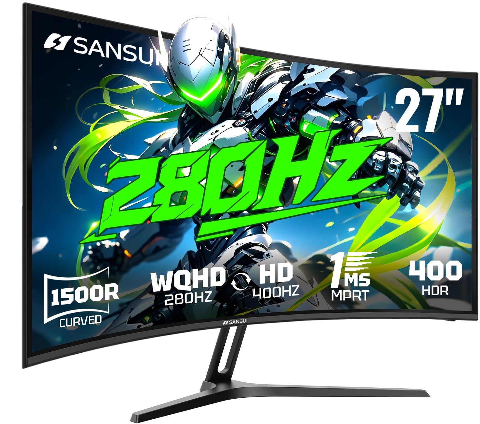 SANSUI Curved 27 Inch Monitor 160Hz 1Ms FHD 1080P Computer Screen 1500R|HDMI & DP|4000:1|110% sRGB|VESA Compatible, for Tablet, Desktop, Laptop and PC Work Gaming - pokemaSANSUI Curved 27 Inch Monitor 160Hz 1Ms FHD 1080P Computer Screen 1500R|HDMI & DP|4000:1|110% sRGB|VESA Compatible, for Tablet, Desktop, Laptop and PC Work Gaming