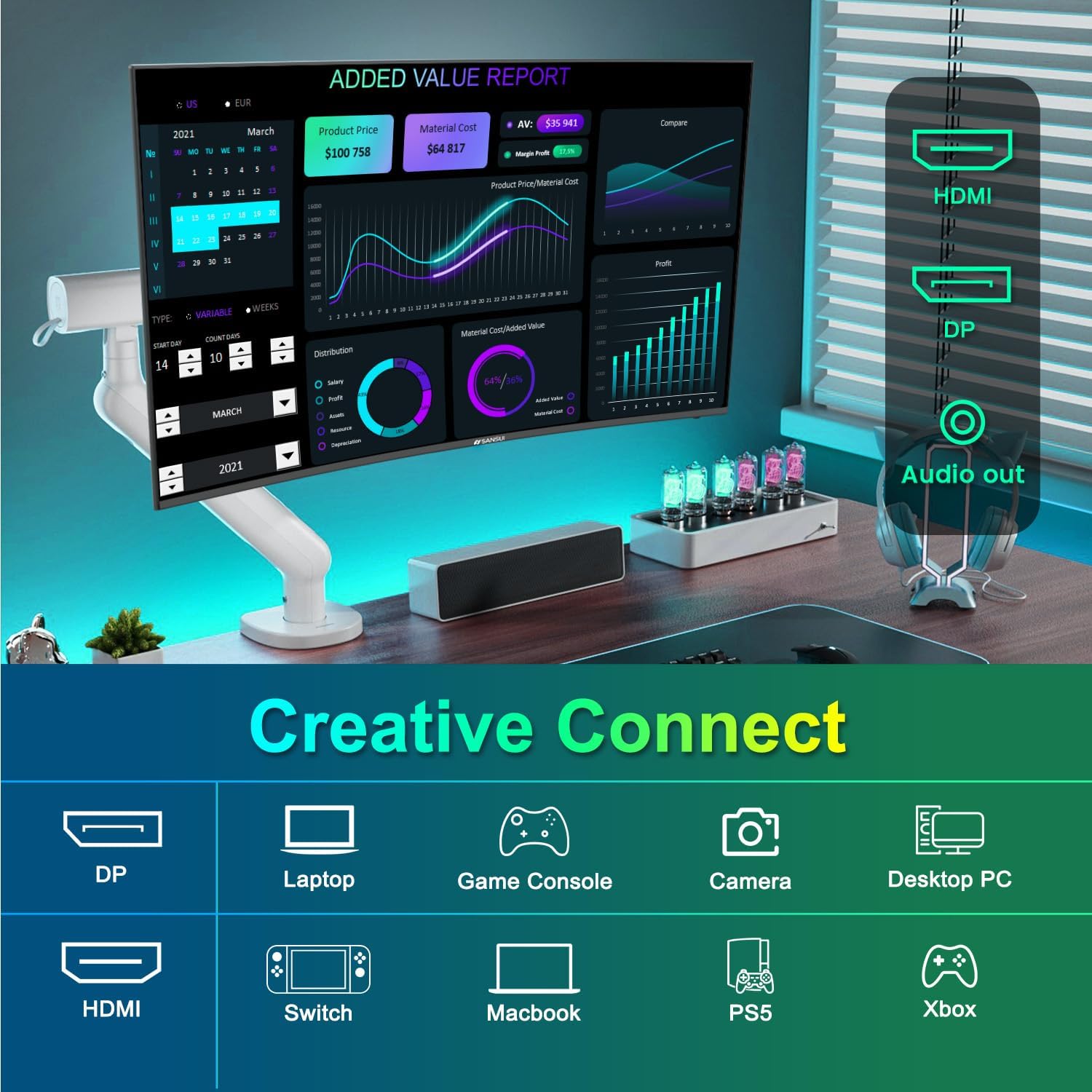 SANSUI Curved 27 Inch Monitor 160Hz 1Ms FHD 1080P Computer Screen 1500R|HDMI & DP|4000:1|110% sRGB|VESA Compatible, for Tablet, Desktop, Laptop and PC Work Gaming - pokemaSANSUI Curved 27 Inch Monitor 160Hz 1Ms FHD 1080P Computer Screen 1500R|HDMI & DP|4000:1|110% sRGB|VESA Compatible, for Tablet, Desktop, Laptop and PC Work Gaming