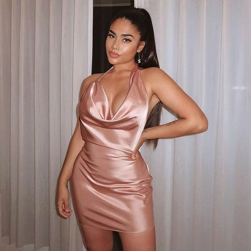 Satin Party Dress V Neck Backless Mini Sleeveless Summer Party Dress - pokemacefb7c3d916b10317e8d05eb6152596e