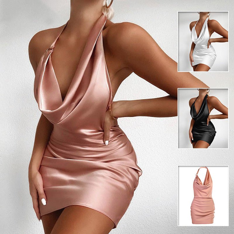 Satin Party Dress V Neck Backless Mini Sleeveless Summer Party Dress - pokema2d4d40a4404cb7645e9a1d1bd814f77