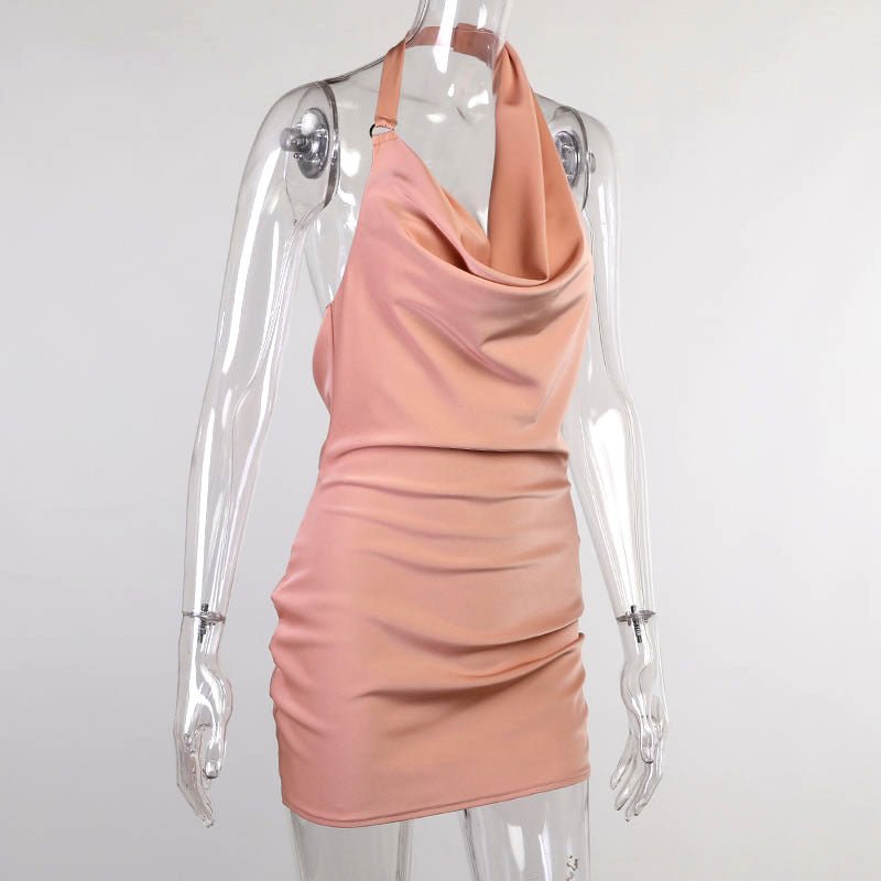 Satin Party Dress V Neck Backless Mini Sleeveless Summer Party Dress - pokema22f32628e7317602d802e79e43360e53
