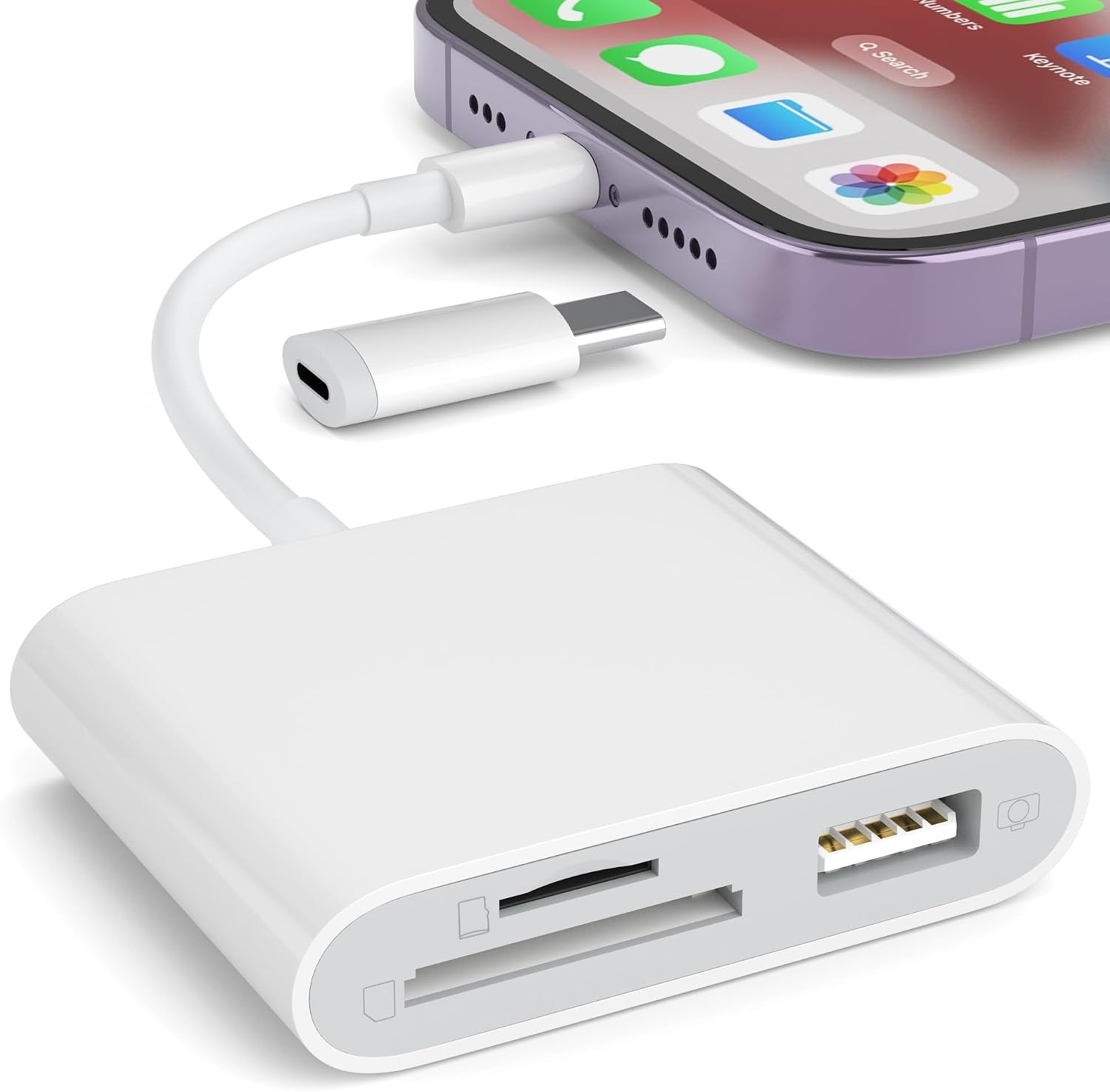 SD Card Reader for iPhone, Memory Card Reader with USB-C to Lightning Adapter Plug and Play Trail Game Camera Micro SD Card Viewer Support SD/TF Card and USB for iPad No App Required (White) - pokemaSD Card Reader for iPhone, Memory Card Reader with USB-C to Lightning Adapter Plug and Play Trail Game Camera Micro SD Card Viewer Support SD/TF Card and USB for iPad No App Required (White)