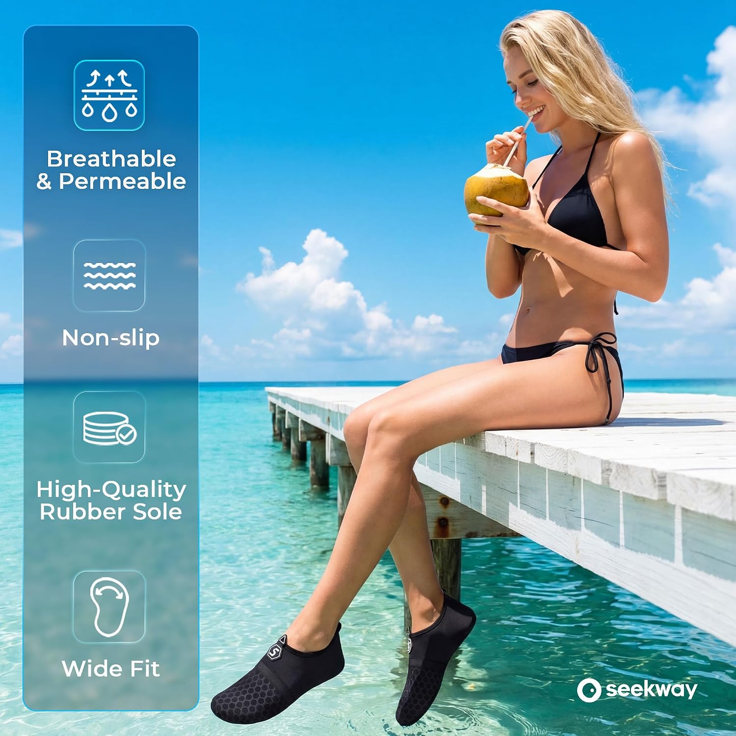 SEEKWAY Water Shoes Women Men Quick-Dry Beach Aqua Socks Barefoot Non Slip Swim Pool Outdoor Surf River Lake Yoga - pokemaSEEKWAY Water Shoes Women Men Quick-Dry Beach Aqua Socks Barefoot Non Slip Swim Pool Outdoor Surf River Lake Yoga