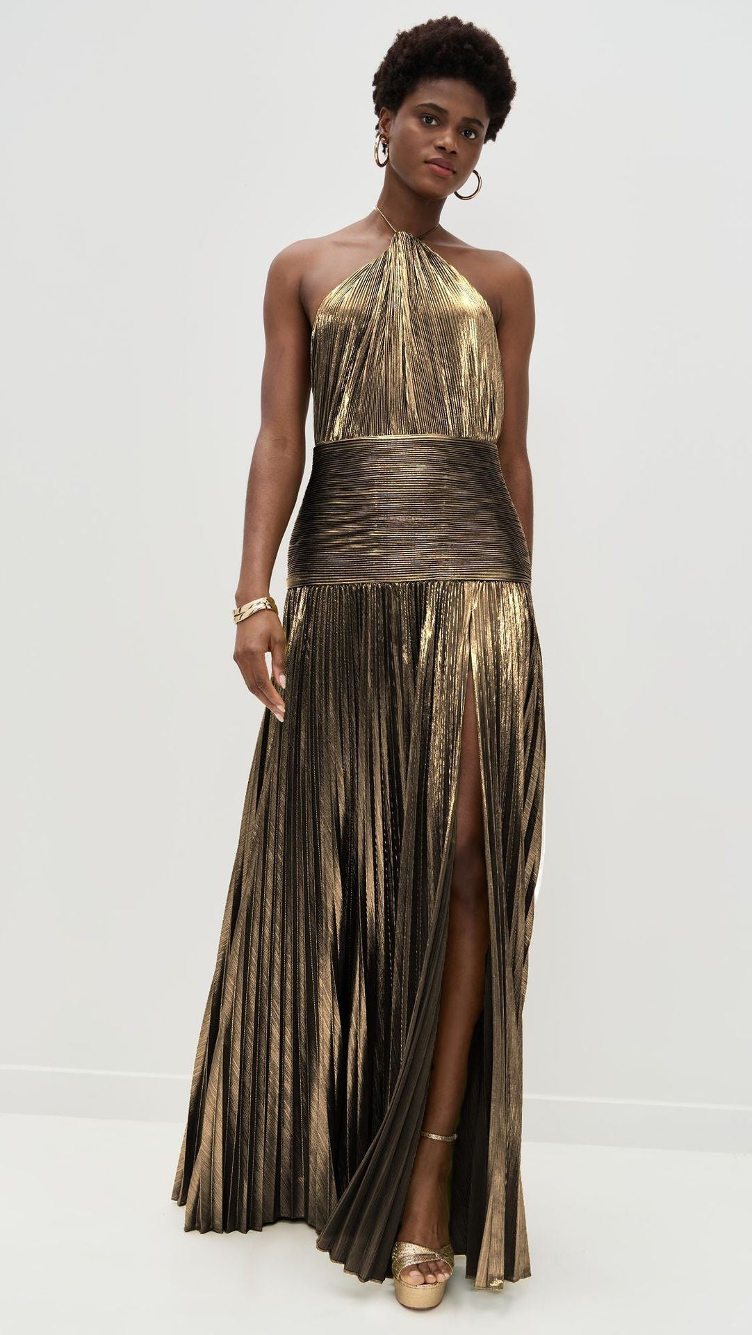 Sexy Pleated Halter Neck Long Dresses Summer Split Sleeveless Dress Evening Party Club Women's Clothing - pokemaf00477c7df5e74b9983549d9c96ded9f