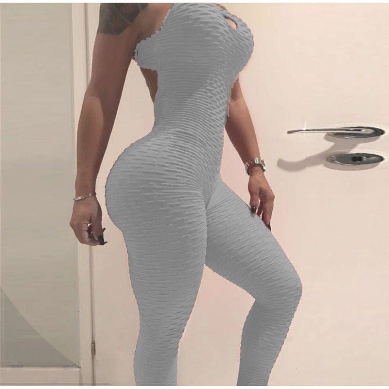 Sexy Women Cross Backless Fitness Romper Playsuit Mesh Female High Waisted Jumpsuit Combinaison Femme Hollow Out Bodysuit - pokema7b6e74a874236fed54b89b0466647846