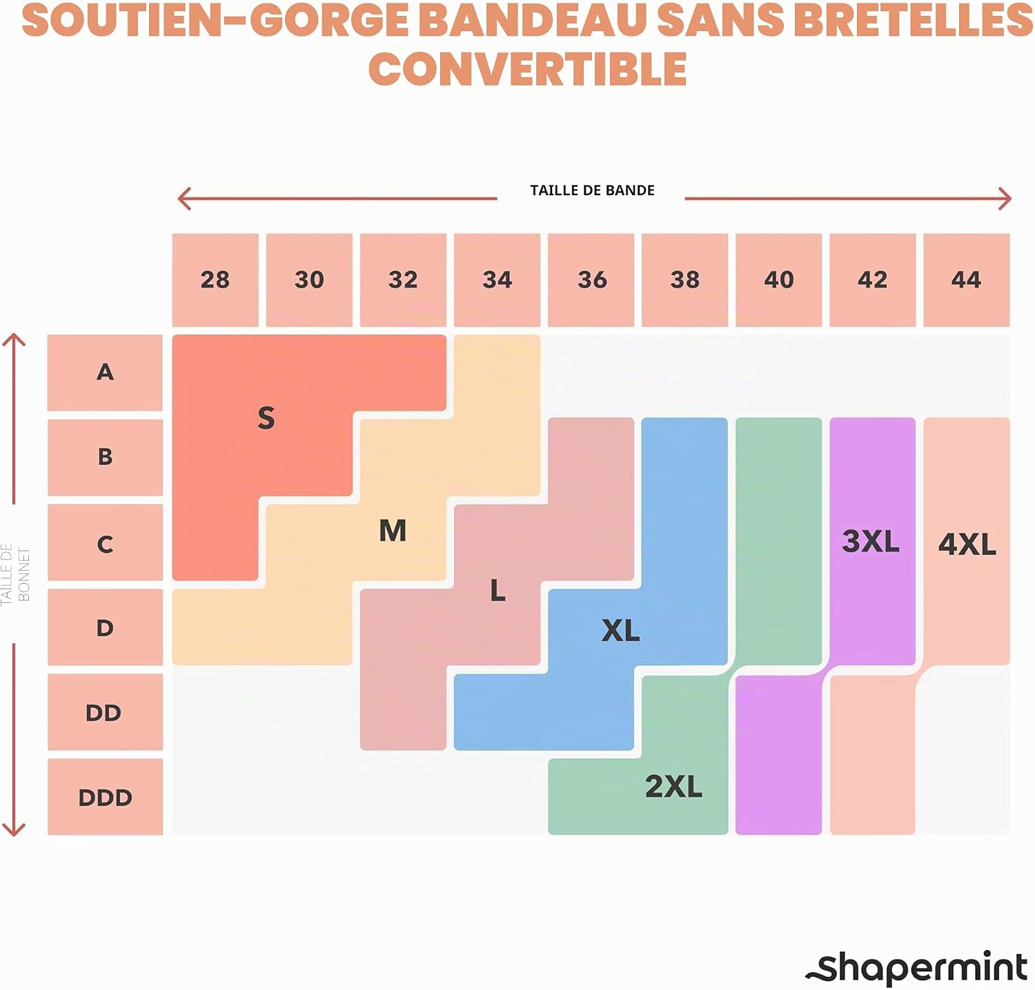 SHAPERMINT Soutien-gorge convertible sans bretelles pour femme - Soutien-gorge bandeau sans bretelles, haut bandeau, soutien-gorge sans armatures - pokemaSHAPERMINT Soutien-gorge convertible sans bretelles pour femme - Soutien-gorge bandeau sans bretelles, haut bandeau, soutien-gorge sans armatures