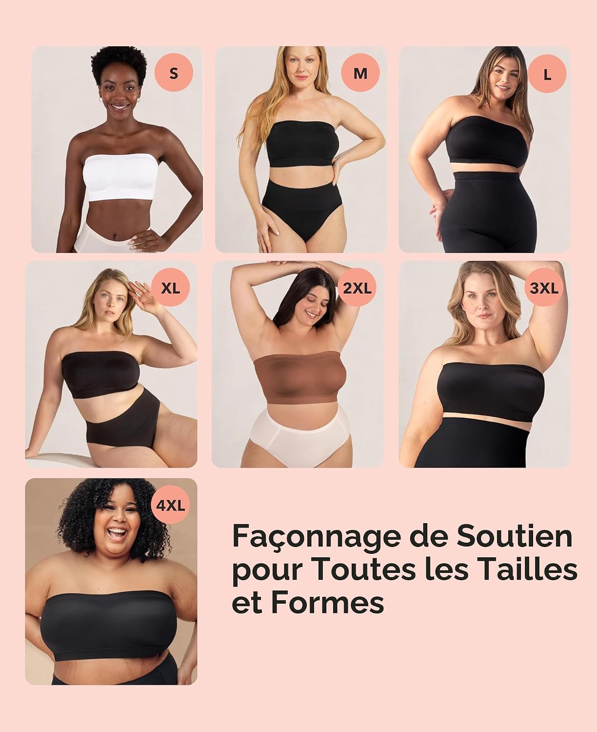 SHAPERMINT Soutien-gorge convertible sans bretelles pour femme - Soutien-gorge bandeau sans bretelles, haut bandeau, soutien-gorge sans armatures - pokemaSHAPERMINT Soutien-gorge convertible sans bretelles pour femme - Soutien-gorge bandeau sans bretelles, haut bandeau, soutien-gorge sans armatures