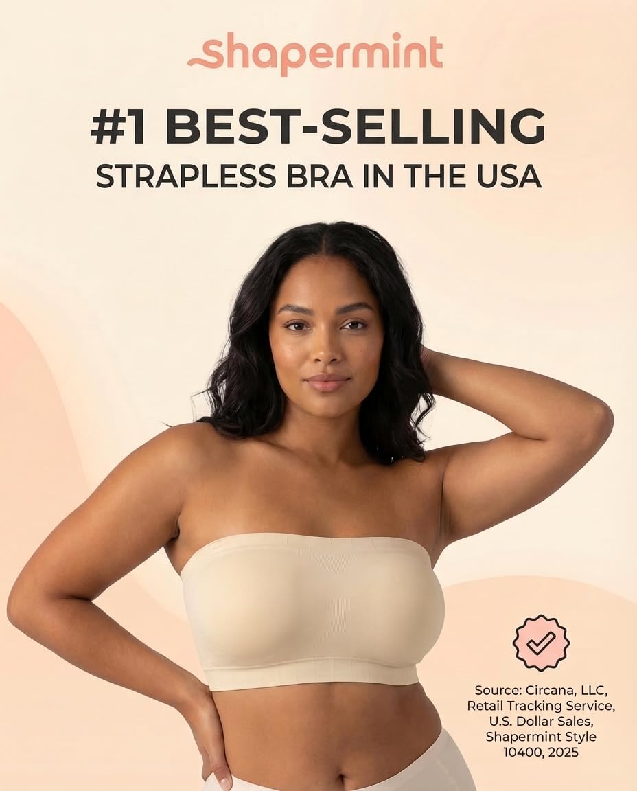 SHAPERMINT Soutien-gorge convertible sans bretelles pour femme - Soutien-gorge bandeau sans bretelles, haut bandeau, soutien-gorge sans armatures - pokemaSHAPERMINT Soutien-gorge convertible sans bretelles pour femme - Soutien-gorge bandeau sans bretelles, haut bandeau, soutien-gorge sans armatures