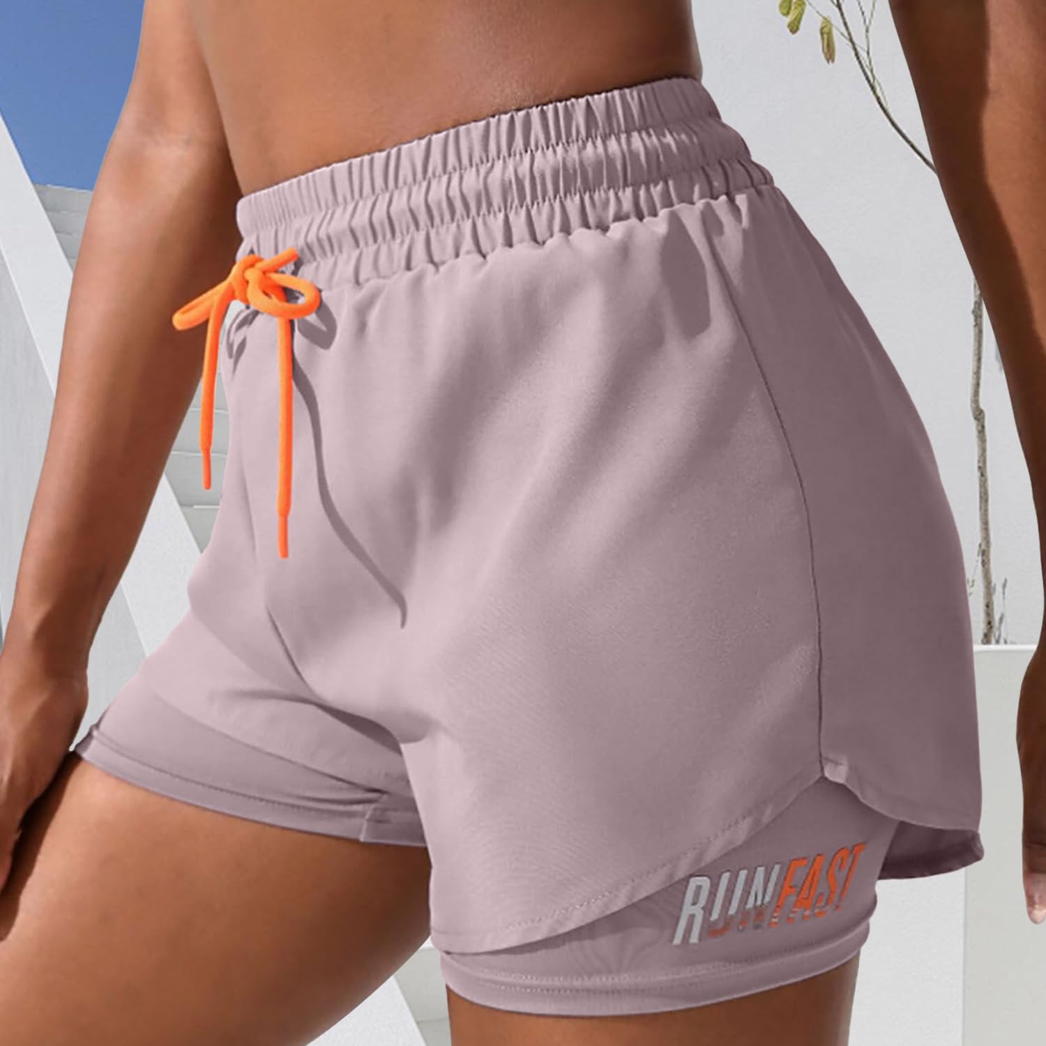Short de course 2 en 1 pour femme - Taille haute - Short de sport athlétique avec doublure et cordon de serrage - pokemaShort de course 2 en 1 pour femme - Taille haute - Short de sport athlétique avec doublure et cordon de serrage
