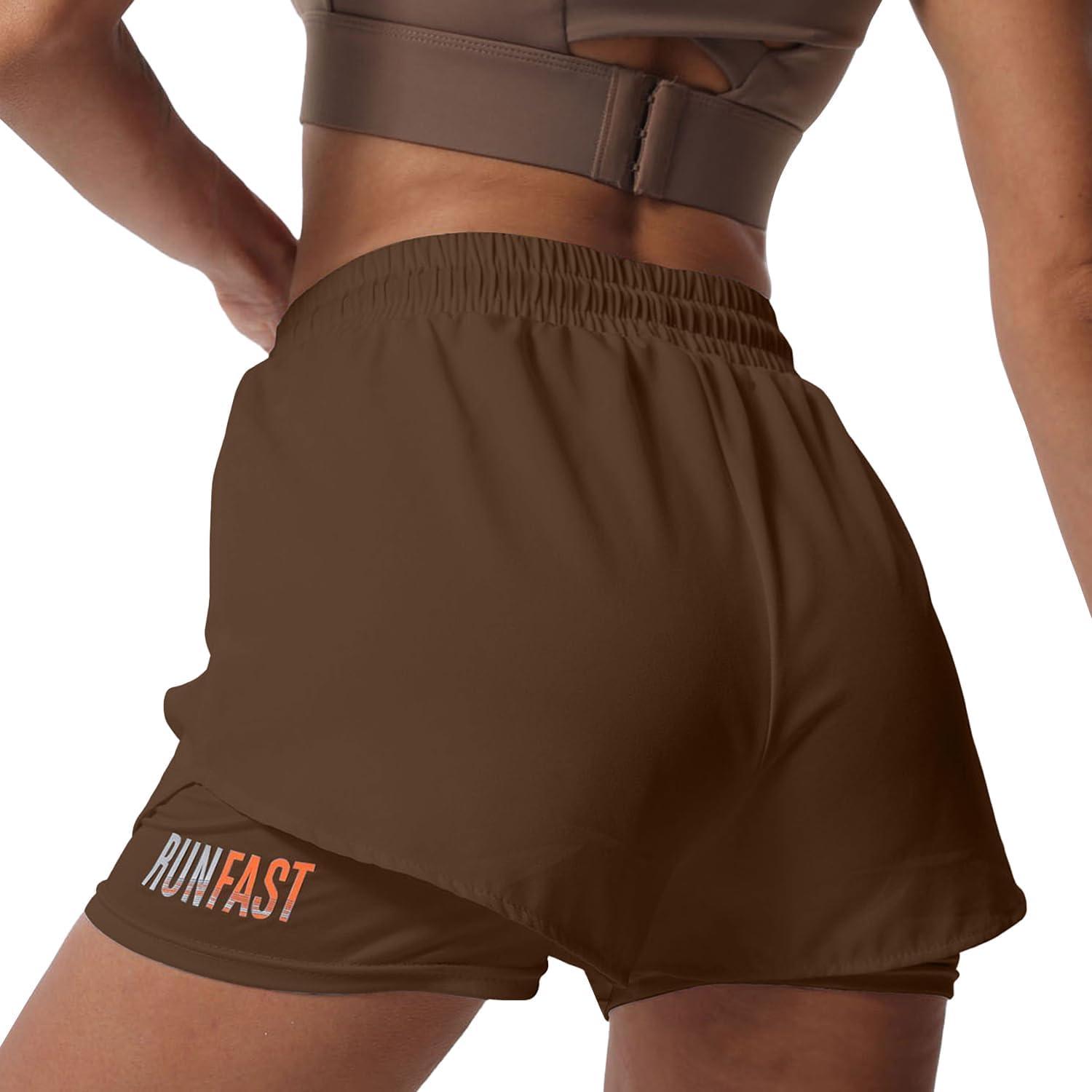 Short de course 2 en 1 pour femme - Taille haute - Short de sport athlétique avec doublure et cordon de serrage - pokemaShort de course 2 en 1 pour femme - Taille haute - Short de sport athlétique avec doublure et cordon de serrage