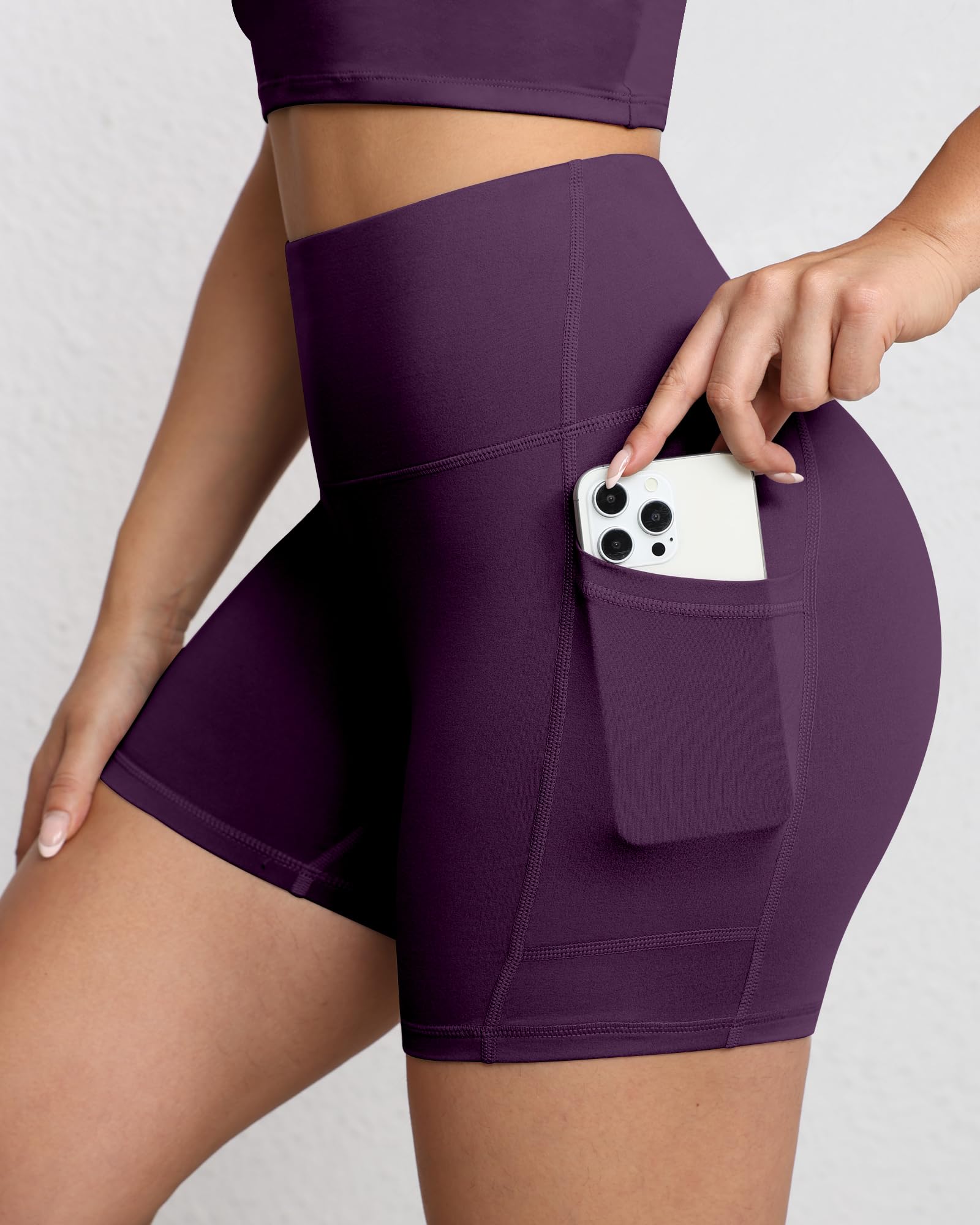 Short de motard gainant pour femme, taille haute de 12,7 cm avec poches profondes, short de yoga, athlétisme, entraînement, course à pied - pokemaShort de motard gainant pour femme, taille haute de 12,7 cm avec poches profondes, short de yoga, athlétisme, entraînement, course à pied