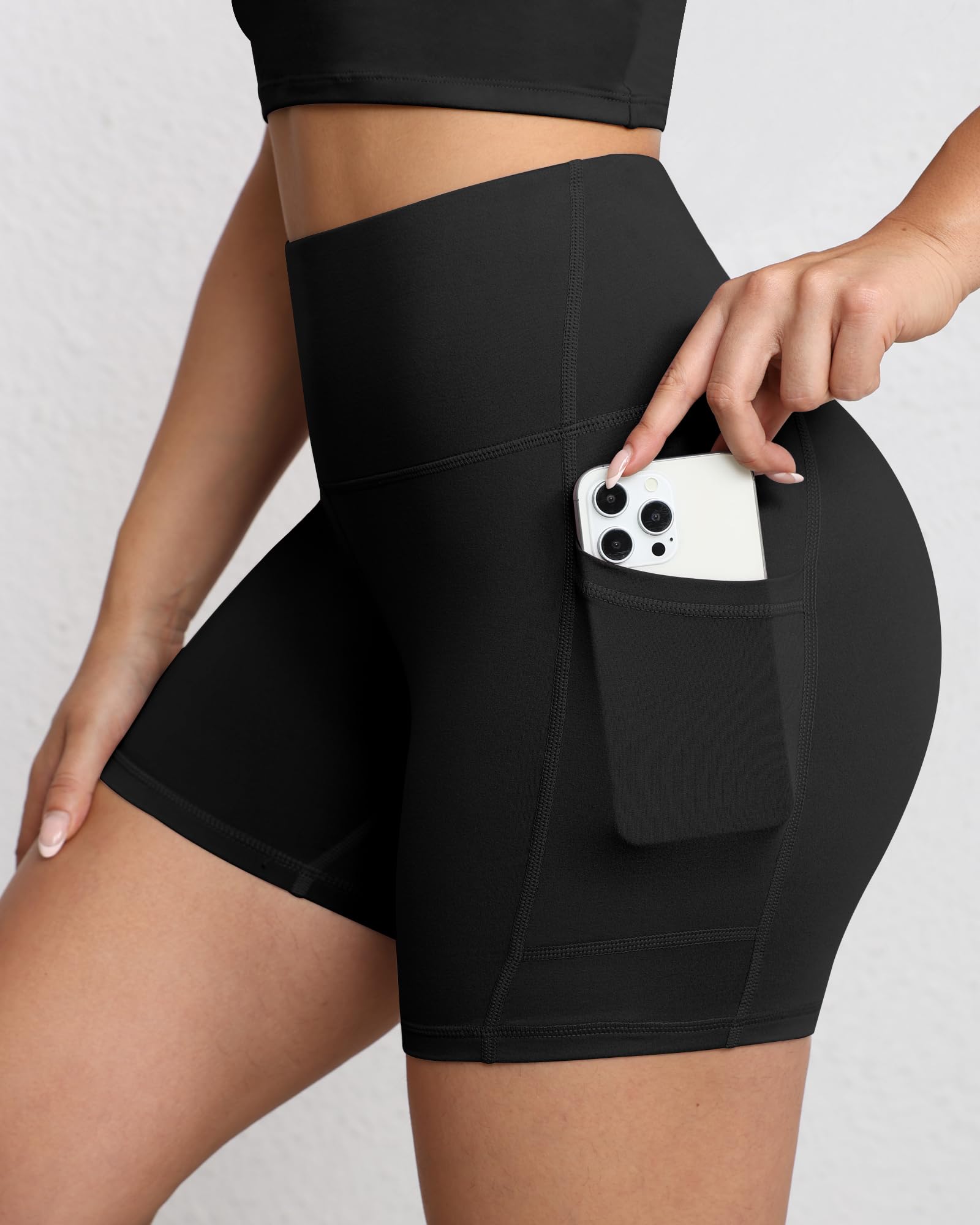 Short de motard gainant pour femme, taille haute de 12,7 cm avec poches profondes, short de yoga, athlétisme, entraînement, course à pied - pokemaShort de motard gainant pour femme, taille haute de 12,7 cm avec poches profondes, short de yoga, athlétisme, entraînement, course à pied