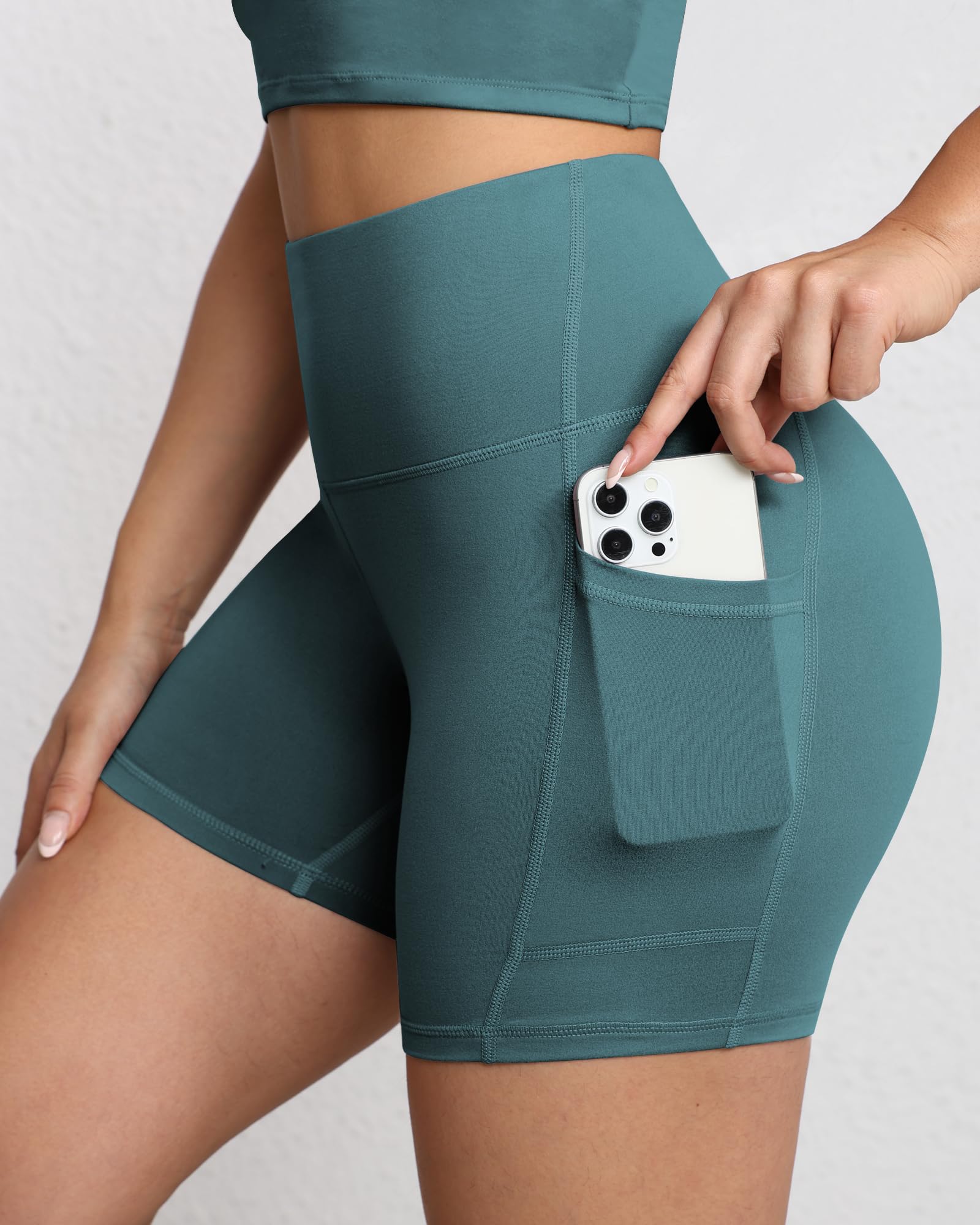 Short de motard gainant pour femme, taille haute de 12,7 cm avec poches profondes, short de yoga, athlétisme, entraînement, course à pied - pokemaShort de motard gainant pour femme, taille haute de 12,7 cm avec poches profondes, short de yoga, athlétisme, entraînement, course à pied