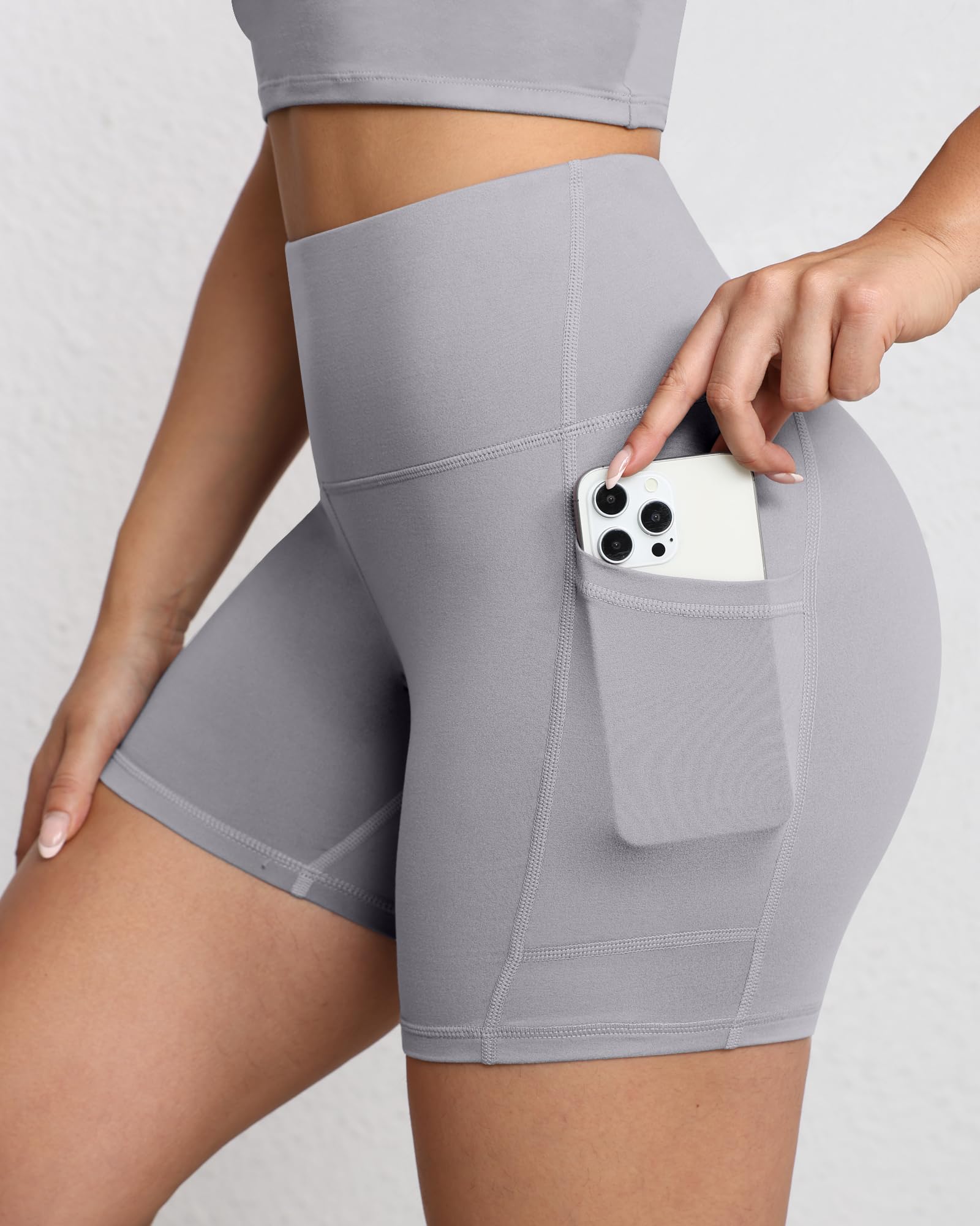 Short de motard gainant pour femme, taille haute de 12,7 cm avec poches profondes, short de yoga, athlétisme, entraînement, course à pied - pokemaShort de motard gainant pour femme, taille haute de 12,7 cm avec poches profondes, short de yoga, athlétisme, entraînement, course à pied