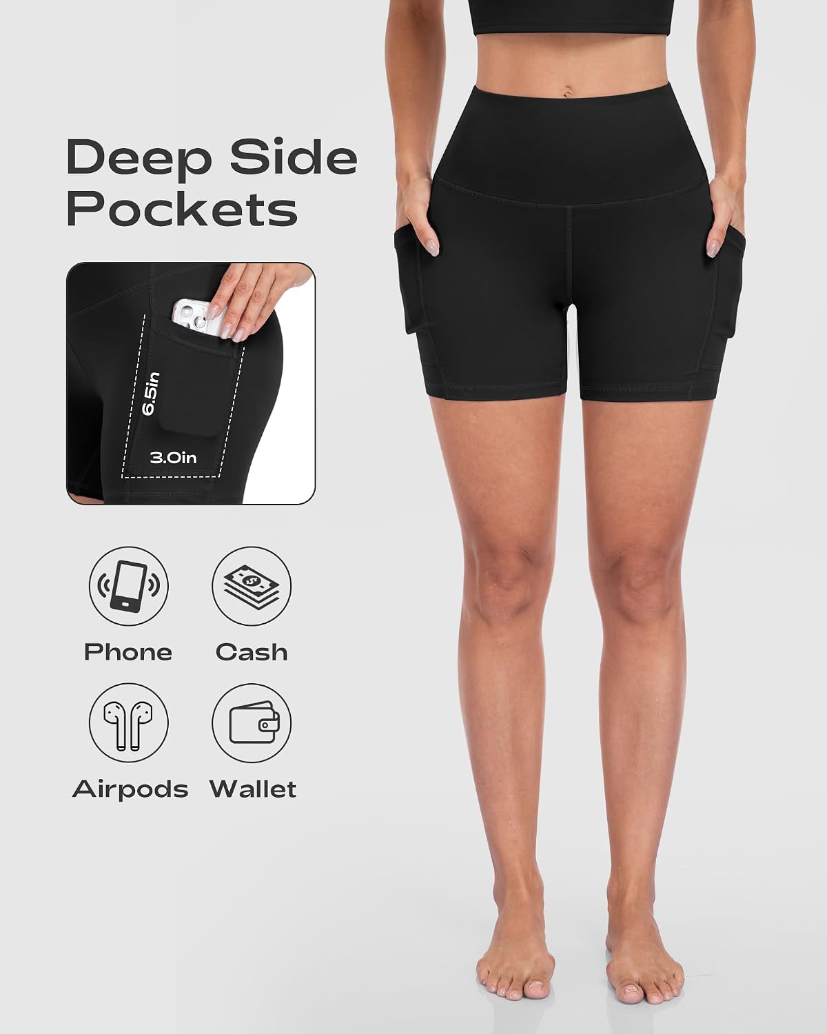 Short de motard gainant pour femme, taille haute de 12,7 cm avec poches profondes, short de yoga, athlétisme, entraînement, course à pied - pokemaShort de motard gainant pour femme, taille haute de 12,7 cm avec poches profondes, short de yoga, athlétisme, entraînement, course à pied