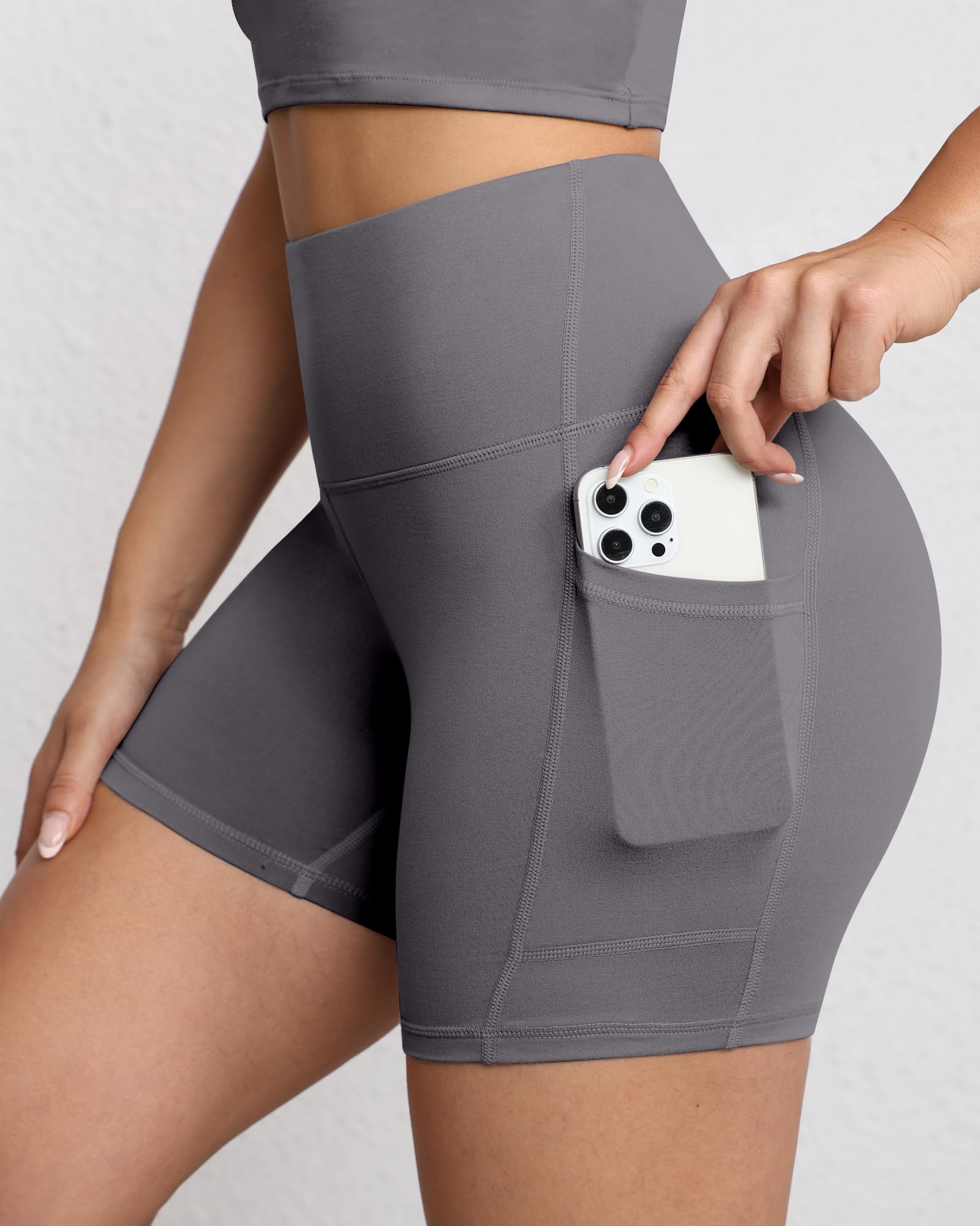 Short de motard gainant pour femme, taille haute de 12,7 cm avec poches profondes, short de yoga, athlétisme, entraînement, course à pied - pokemaShort de motard gainant pour femme, taille haute de 12,7 cm avec poches profondes, short de yoga, athlétisme, entraînement, course à pied