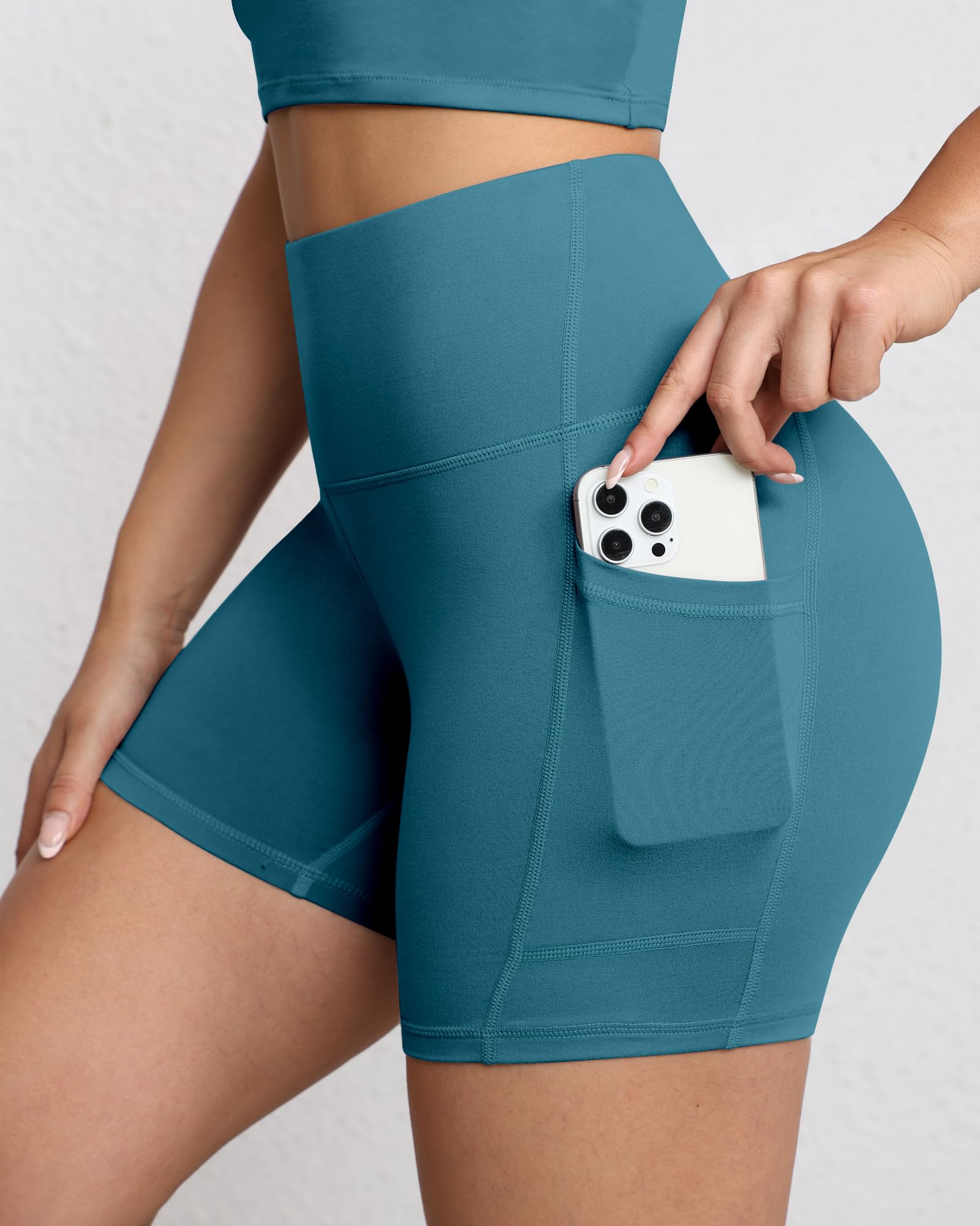 Short de motard gainant pour femme, taille haute de 12,7 cm avec poches profondes, short de yoga, athlétisme, entraînement, course à pied - pokemaShort de motard gainant pour femme, taille haute de 12,7 cm avec poches profondes, short de yoga, athlétisme, entraînement, course à pied
