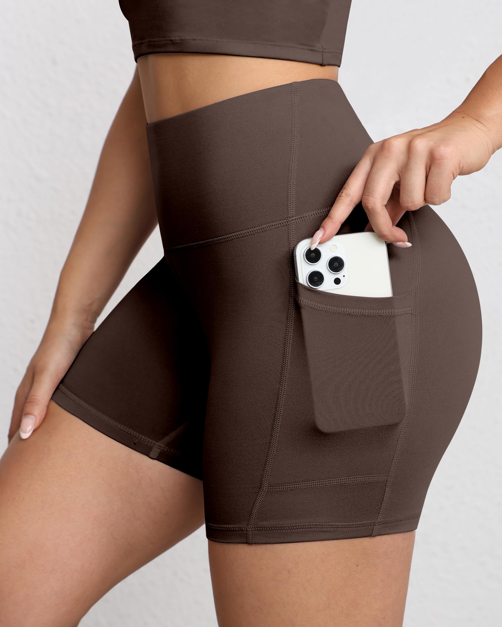 Short de motard gainant pour femme, taille haute de 12,7 cm avec poches profondes, short de yoga, athlétisme, entraînement, course à pied - pokemaShort de motard gainant pour femme, taille haute de 12,7 cm avec poches profondes, short de yoga, athlétisme, entraînement, course à pied