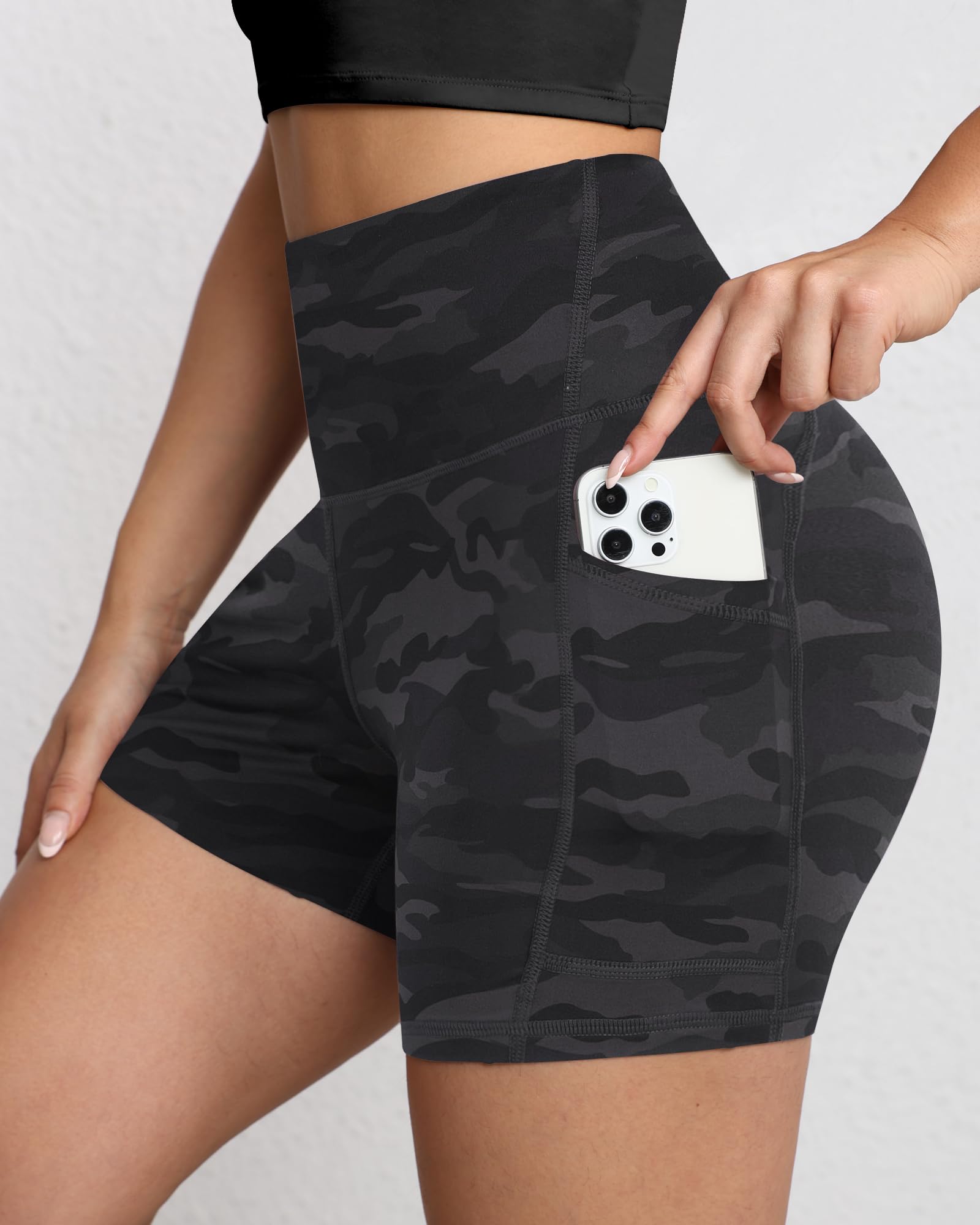 Short de motard gainant pour femme, taille haute de 12,7 cm avec poches profondes, short de yoga, athlétisme, entraînement, course à pied - pokemaShort de motard gainant pour femme, taille haute de 12,7 cm avec poches profondes, short de yoga, athlétisme, entraînement, course à pied
