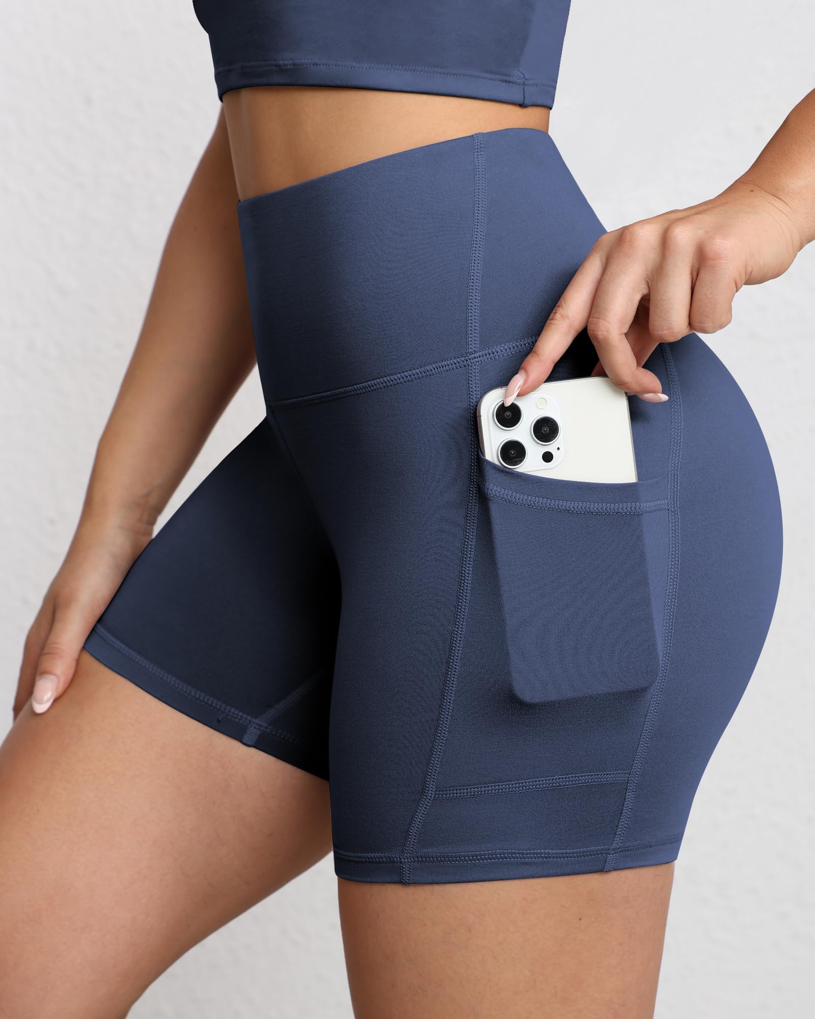 Short de motard gainant pour femme, taille haute de 12,7 cm avec poches profondes, short de yoga, athlétisme, entraînement, course à pied - pokemaShort de motard gainant pour femme, taille haute de 12,7 cm avec poches profondes, short de yoga, athlétisme, entraînement, course à pied