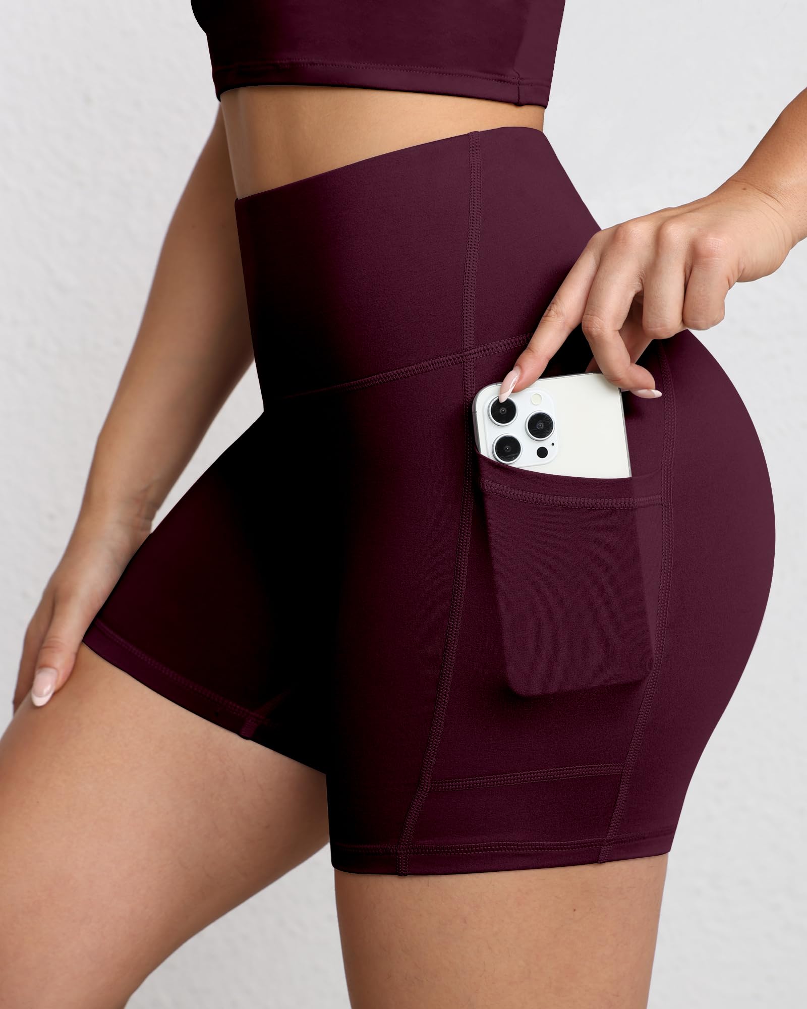 Short de motard gainant pour femme, taille haute de 12,7 cm avec poches profondes, short de yoga, athlétisme, entraînement, course à pied - pokemaShort de motard gainant pour femme, taille haute de 12,7 cm avec poches profondes, short de yoga, athlétisme, entraînement, course à pied