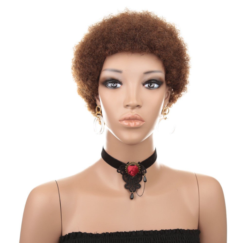Short Human Hair Wig Natural Afri Kinky Curly Hair Wigs - pokema145ba7b72d15148181704d28af9d24c7