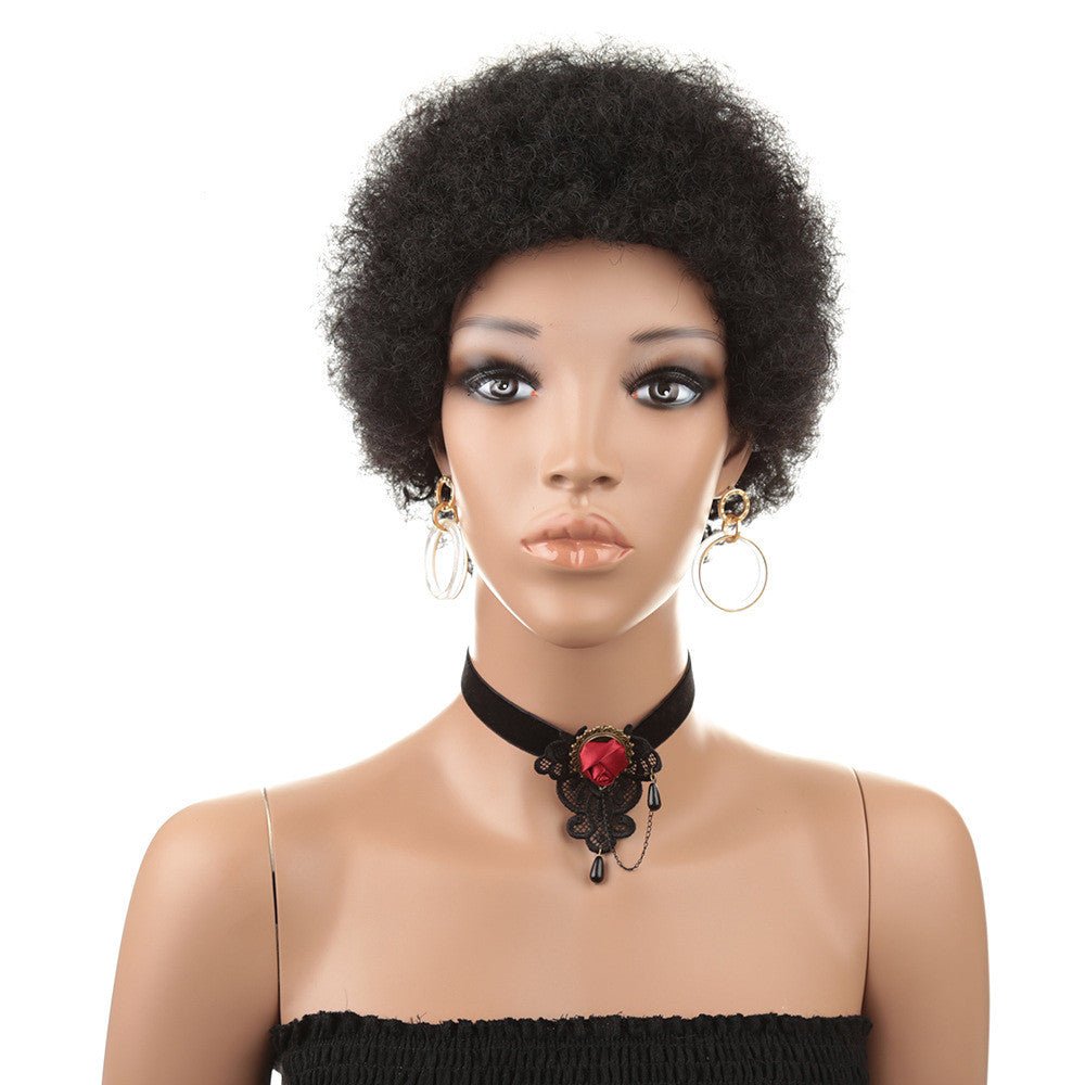 Short Human Hair Wig Natural Afri Kinky Curly Hair Wigs - pokema7b150f7af91592c1ac343f1bb2422380