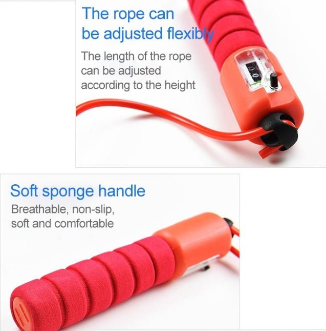 Skipping Rope With Counter Adjustable Length Counter Wear-resistant Foam Cotton Handle JumpRope Exercise Portable Sports Training Equipment - pokemac4126944841603fa938c9561c484bb6f