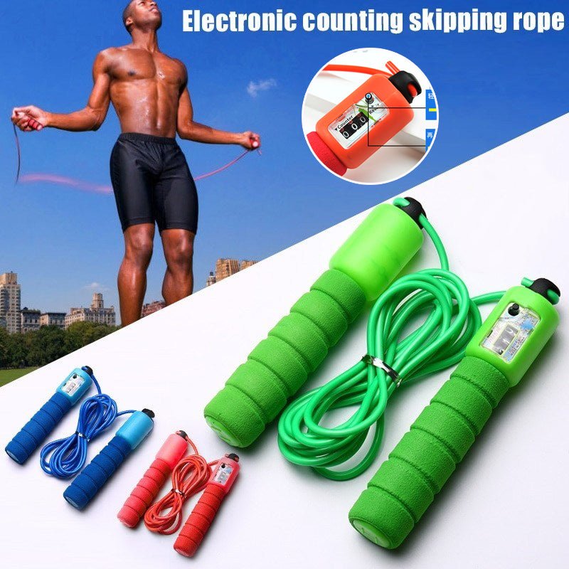 Skipping Rope With Counter Adjustable Length Counter Wear-resistant Foam Cotton Handle JumpRope Exercise Portable Sports Training Equipment - pokema37d164c519d95957282e429ce7bae268