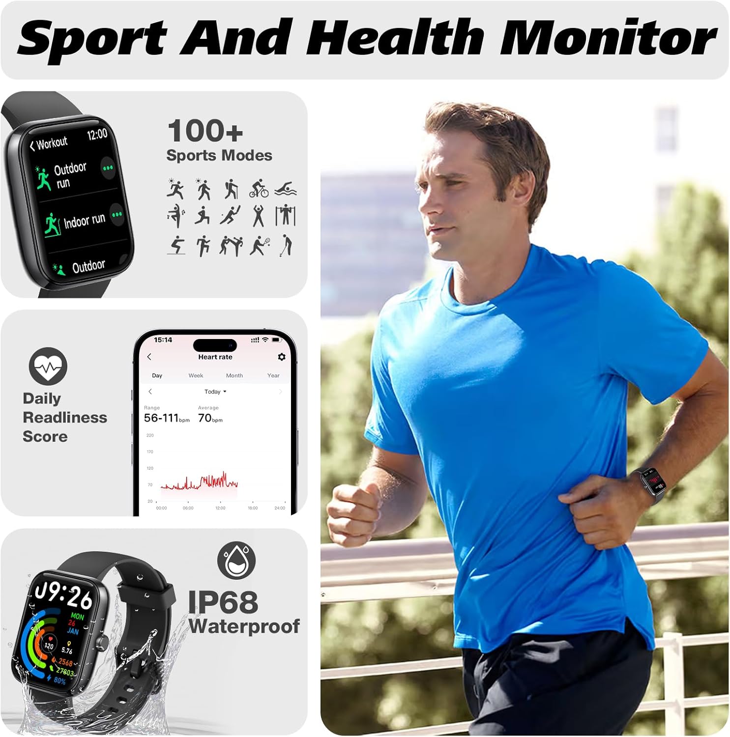 Smart Watch for Men Women with Bluetooth Call, Alexa Built-in, Heart Rate & Sleep Monitor, 1.83" DIY Dial Fitness Watch with 100+ Sport Modes, IP68 Waterproof, Compatible with Android iOS - pokemaSmart Watch for Men Women with Bluetooth Call, Alexa Built-in, Heart Rate & Sleep Monitor, 1.83" DIY Dial Fitness Watch with 100+ Sport Modes, IP68 Waterproof, Compatible with Android iOS