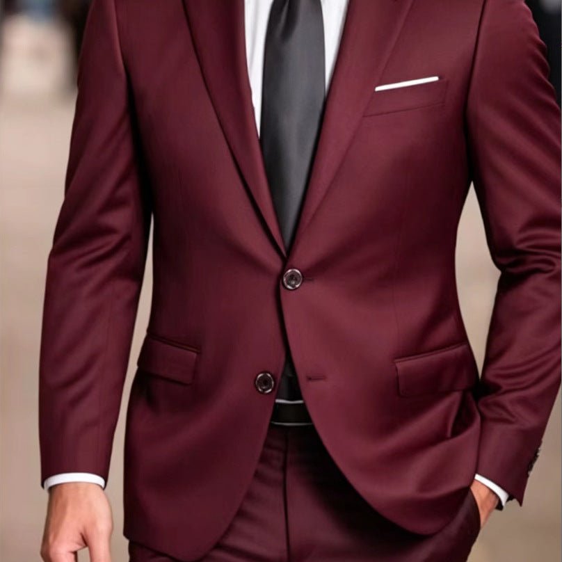 Solid-color Slim-fit Evening Suit Jacket - pokemab345b104c1027282bc61e3538e55cac3