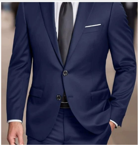 Solid-color Slim-fit Evening Suit Jacket - pokema63db3ad1a59491adf055fca94012588a