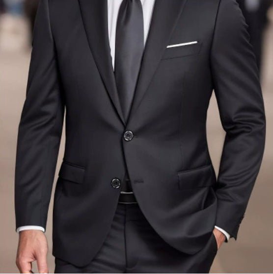 Solid-color Slim-fit Evening Suit Jacket - pokemaed30d82393ba902eaccac626156fc532
