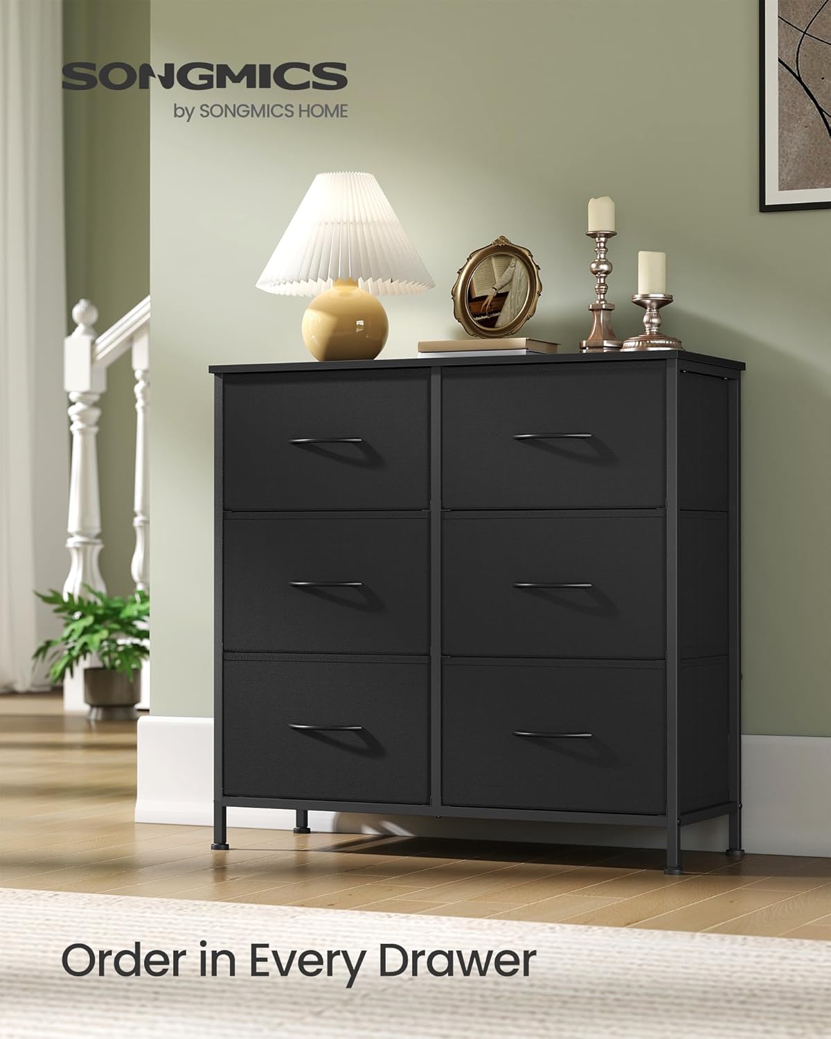 SONGMICS Chest of Drawers Storage Unit, Steel, 6 Drawers | BELLAH Collection, for Bedroom, Closet, Hallway, Living Room, Ink Black and Ebony Black, LGS123BH03 - pokemaSONGMICS Chest of Drawers Storage Unit, Steel, 6 Drawers | BELLAH Collection, for Bedroom, Closet, Hallway, Living Room, Ink Black and Ebony Black, LGS123BH03