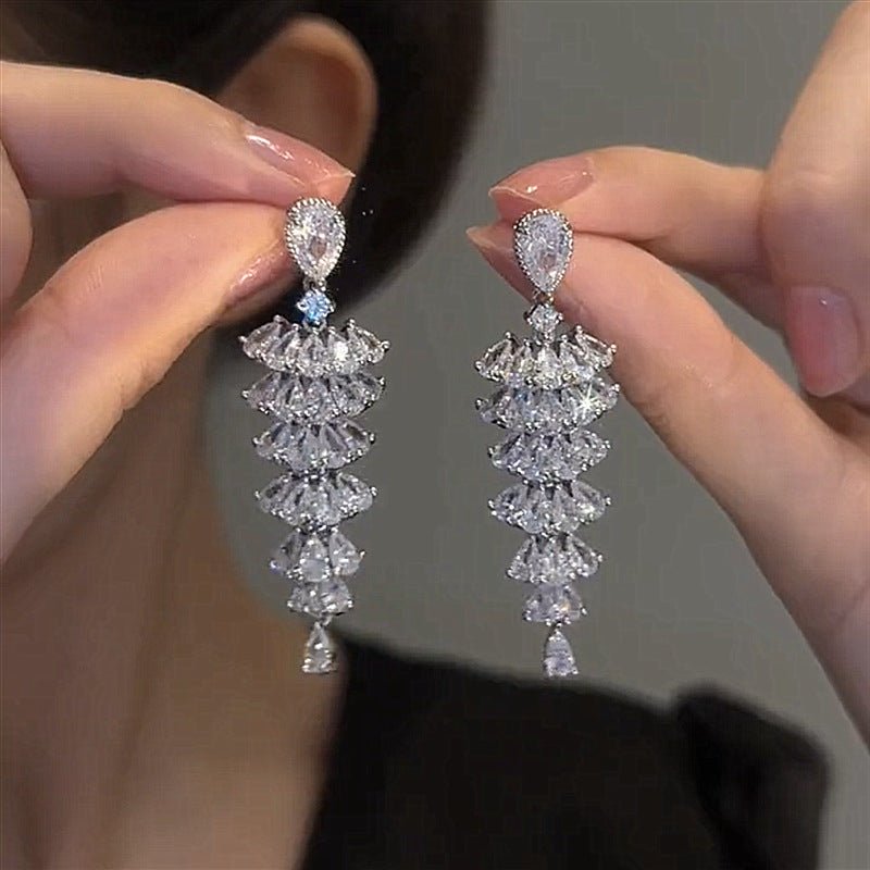 Sparkling Zircon Christmas Tree Drop Earrings For Women Trendy Xmas Tree Plant Dangle Earrings New Year Festival Party Jewelry - pokema7ec8195bd3d100f353dd466b4943672a