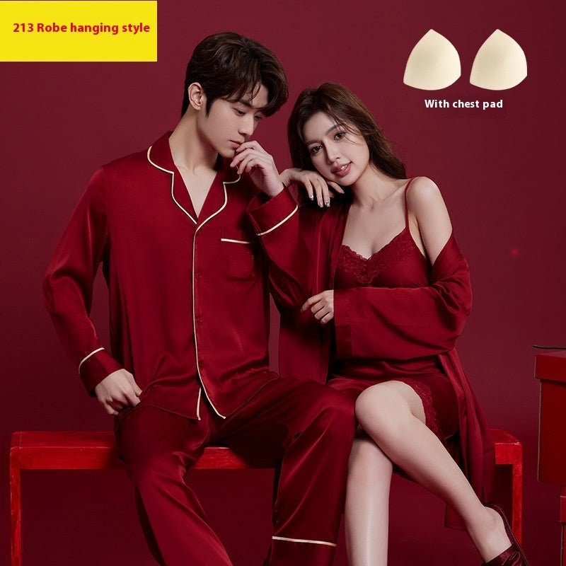 Spring And Autumn Ice Silk Red Festive Men's And Women's Wedding Dowry Suit - pokemab1d980ffab9e2bd4d6d7e671e09f95ae