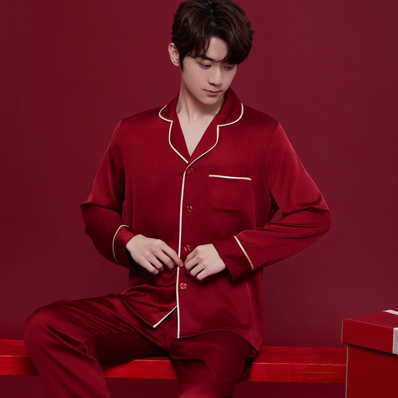 Spring And Autumn Ice Silk Red Festive Men's And Women's Wedding Dowry Suit - pokema6977247985fa58612c23f068b4808a76
