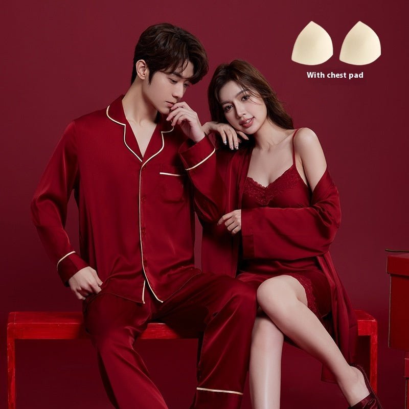 Spring And Autumn Ice Silk Red Festive Men's And Women's Wedding Dowry Suit - pokemadab55411296bc616cc99cbc2e6f4dbf6