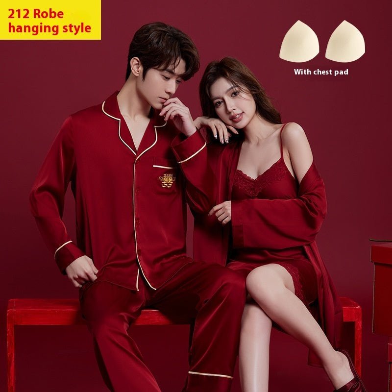 Spring And Autumn Ice Silk Red Festive Men's And Women's Wedding Dowry Suit - pokema1c61e03393ee7787bae5c35735d13b77