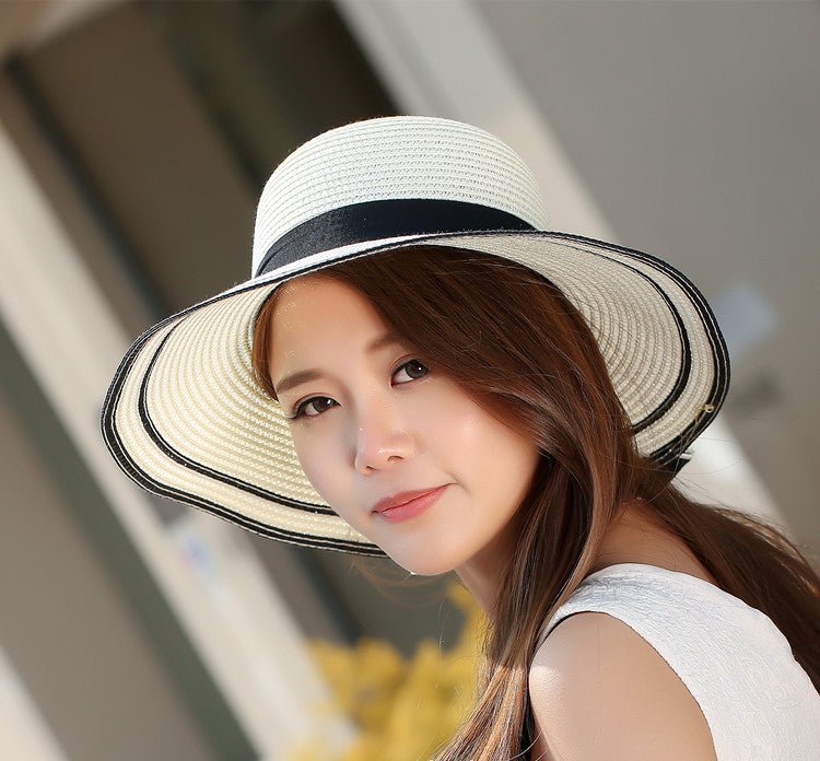 Sun Hat Big Black Bow Summer Hats For Women Foldable Straw Beach Panama Hat Visor Wide Brim Femme Female New - pokemaacae73a6fe3b1e2d869d9dab45c9da49