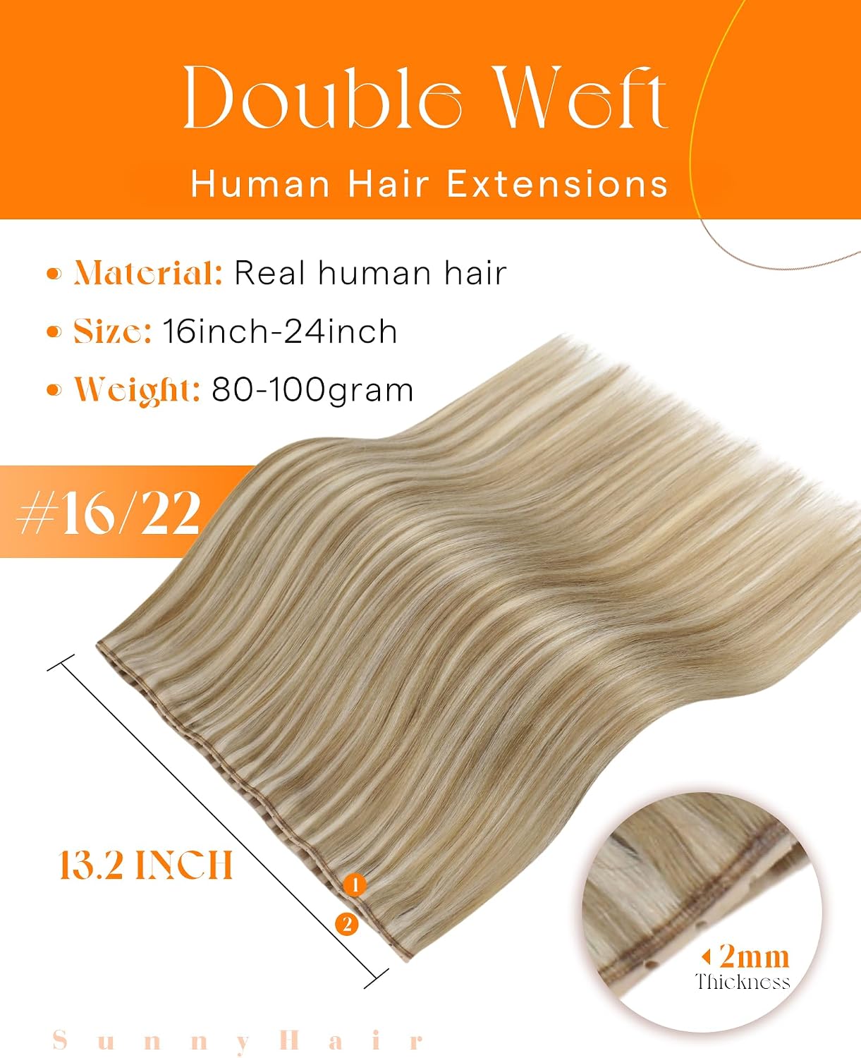 Sunny Hair Butterfly Weft Hair Extensions Human Hair 100g for Date Night | Double Layered Micro Bead Weft for Daily Wear, Golden Blonde Highlights, Layered Fullness, Party Styling, 18 Inch - pokemaSunny Hair Butterfly Weft Hair Extensions Human Hair 100g for Date Night | Double Layered Micro Bead Weft for Daily Wear, Golden Blonde Highlights, Layered Fullness, Party Styling, 18 Inch