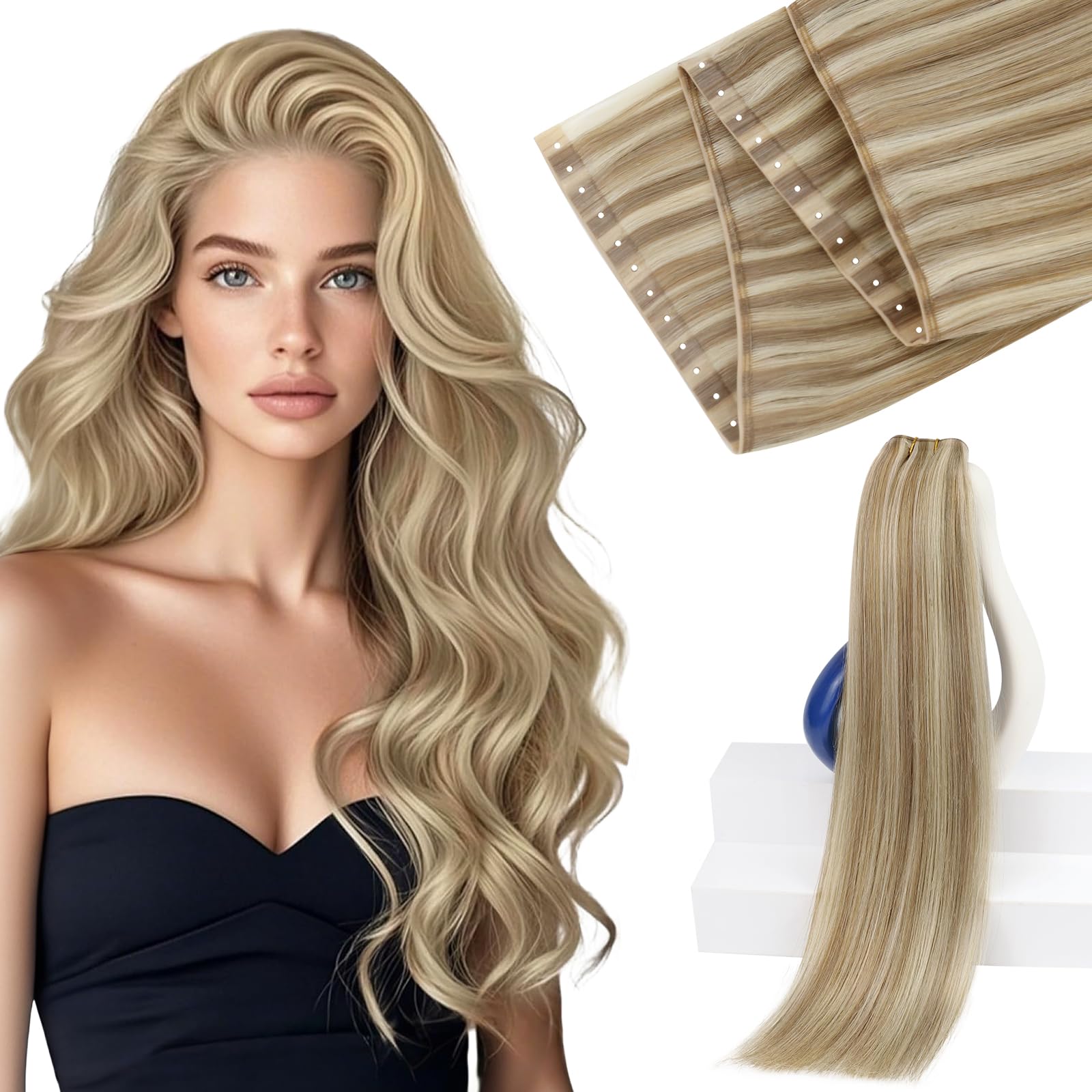 Sunny Hair Butterfly Weft Hair Extensions Human Hair 100g for Date Night | Double Layered Micro Bead Weft for Daily Wear, Golden Blonde Highlights, Layered Fullness, Party Styling, 18 Inch - pokemaSunny Hair Butterfly Weft Hair Extensions Human Hair 100g for Date Night | Double Layered Micro Bead Weft for Daily Wear, Golden Blonde Highlights, Layered Fullness, Party Styling, 18 Inch