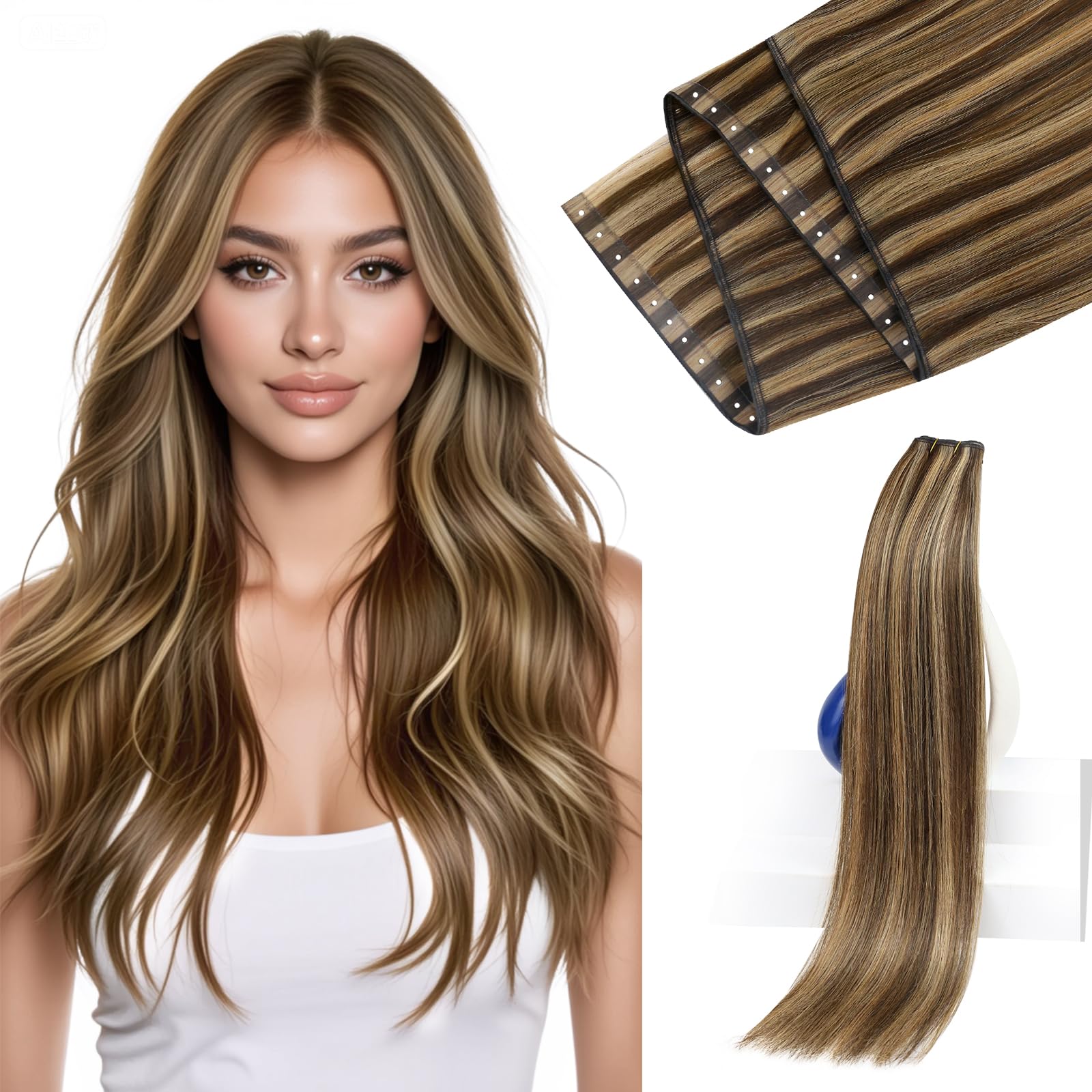 Sunny Hair Butterfly Weft Hair Extensions Human Hair 100g for Date Night | Double Layered Micro Bead Weft for Daily Wear, Golden Blonde Highlights, Layered Fullness, Party Styling, 18 Inch - pokemaSunny Hair Butterfly Weft Hair Extensions Human Hair 100g for Date Night | Double Layered Micro Bead Weft for Daily Wear, Golden Blonde Highlights, Layered Fullness, Party Styling, 18 Inch