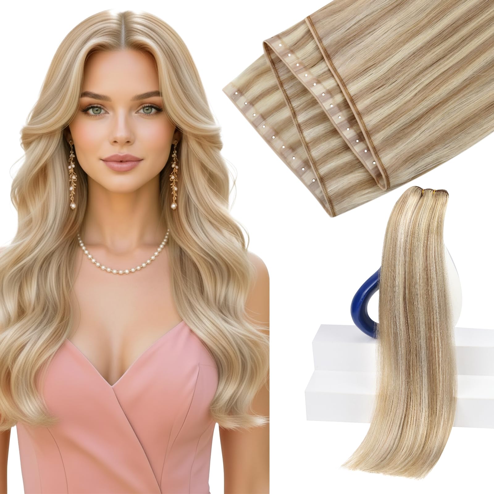 Sunny Hair Butterfly Weft Hair Extensions Human Hair 100g for Date Night | Double Layered Micro Bead Weft for Daily Wear, Golden Blonde Highlights, Layered Fullness, Party Styling, 18 Inch - pokemaSunny Hair Butterfly Weft Hair Extensions Human Hair 100g for Date Night | Double Layered Micro Bead Weft for Daily Wear, Golden Blonde Highlights, Layered Fullness, Party Styling, 18 Inch
